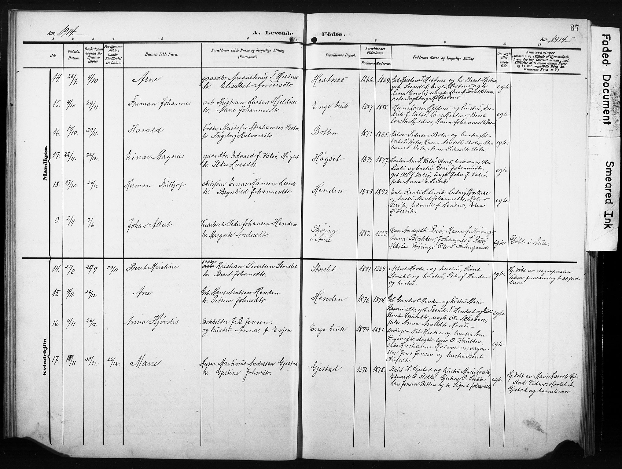 Ministerialprotokoller, klokkerbøker og fødselsregistre - Møre og Romsdal, AV/SAT-A-1454/580/L0927: Klokkerbok nr. 580C02, 1904-1932, s. 37