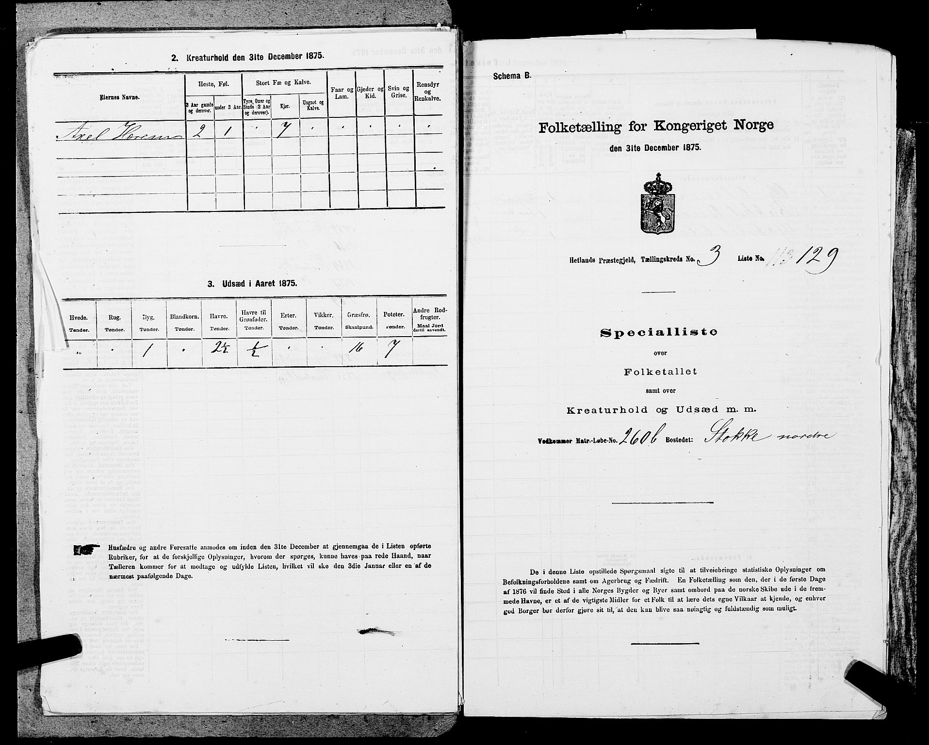 SAST, Folketelling 1875 for 1126P Hetland prestegjeld, 1875, s. 745