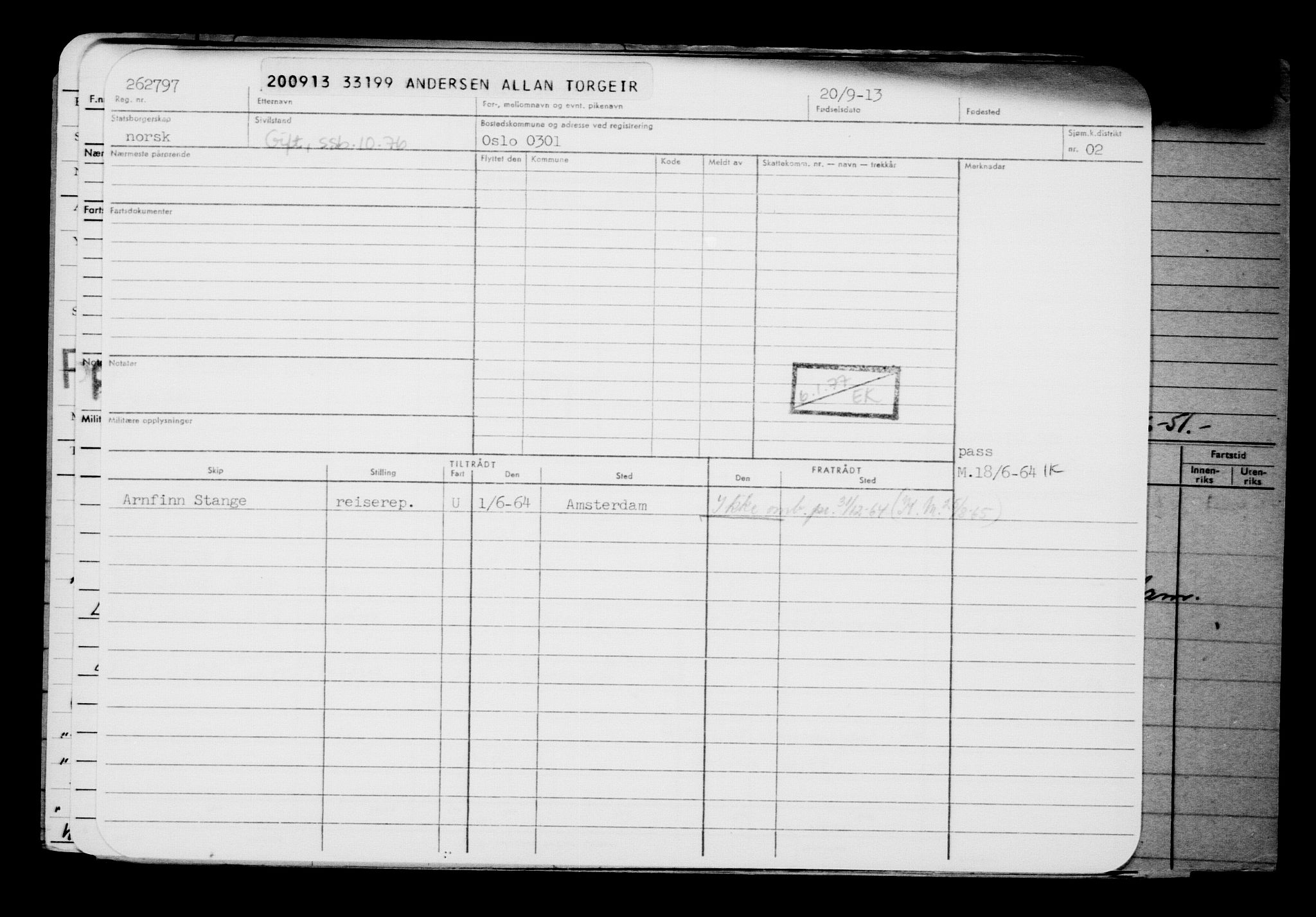 Direktoratet for sjømenn, AV/RA-S-3545/G/Gb/L0115: Hovedkort, 1913, s. 331