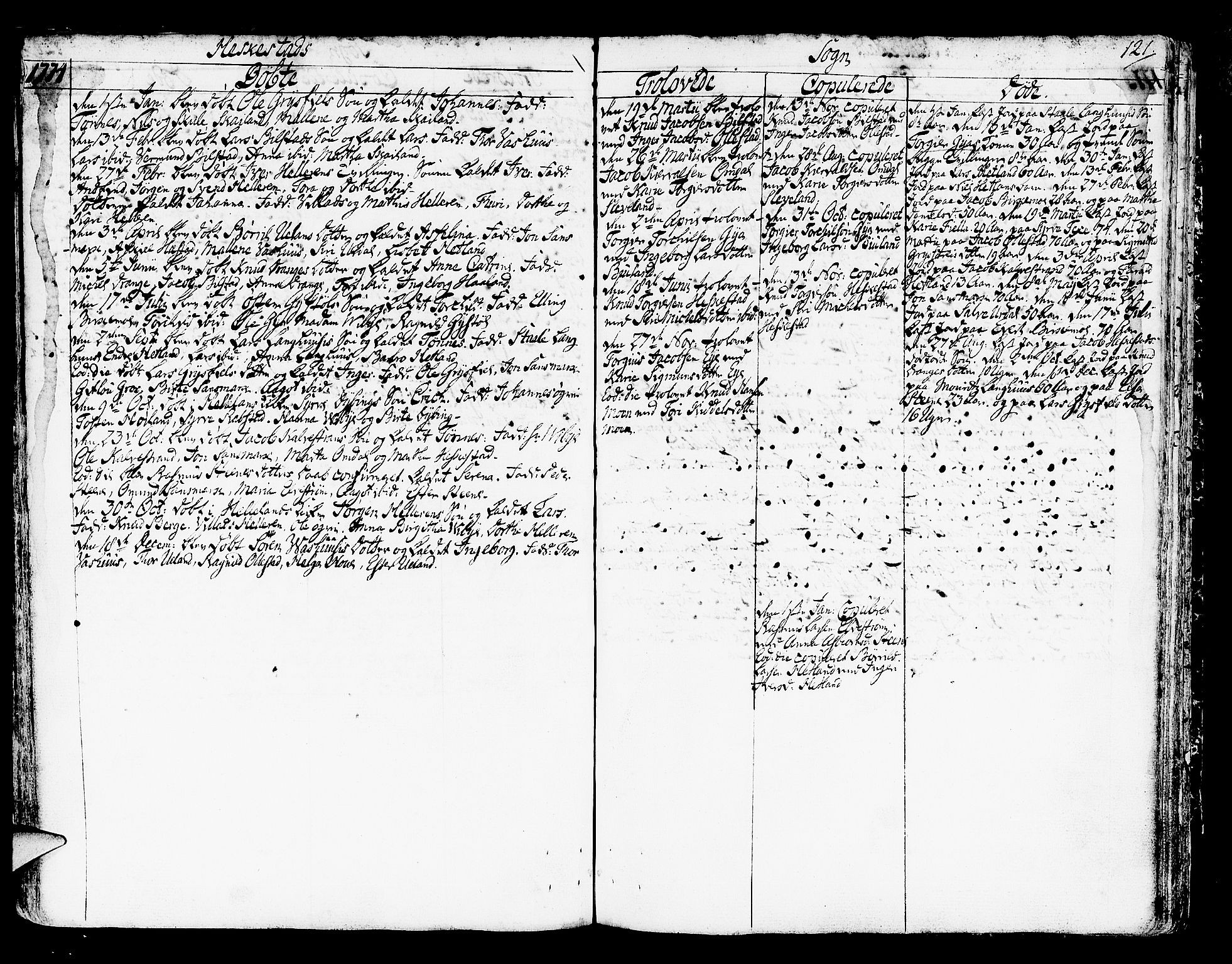 Helleland sokneprestkontor, SAST/A-101810: Ministerialbok nr. A 2 /3, 1762-1791, s. 121