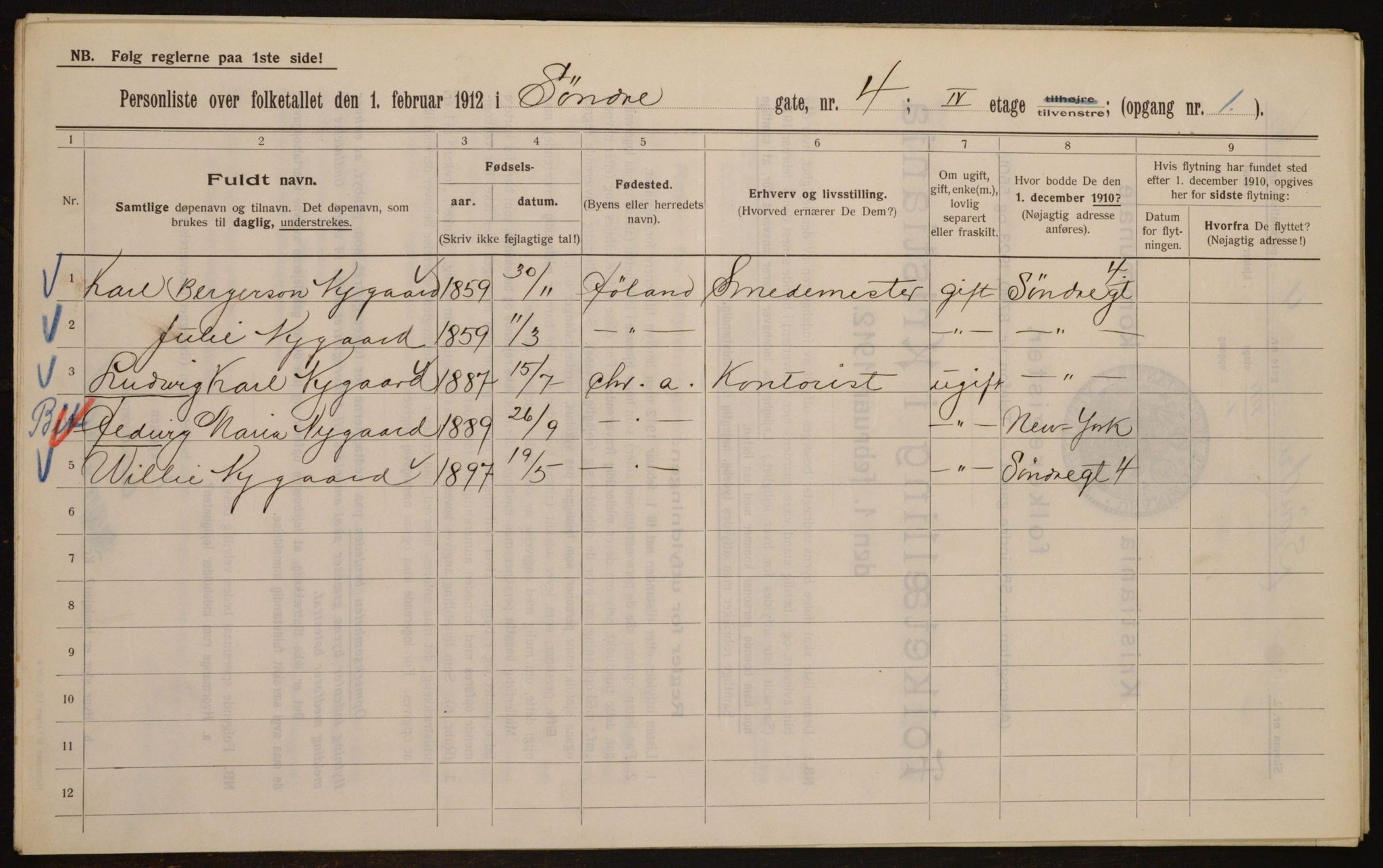 OBA, Kommunal folketelling 1.2.1912 for Kristiania, 1912, s. 106380