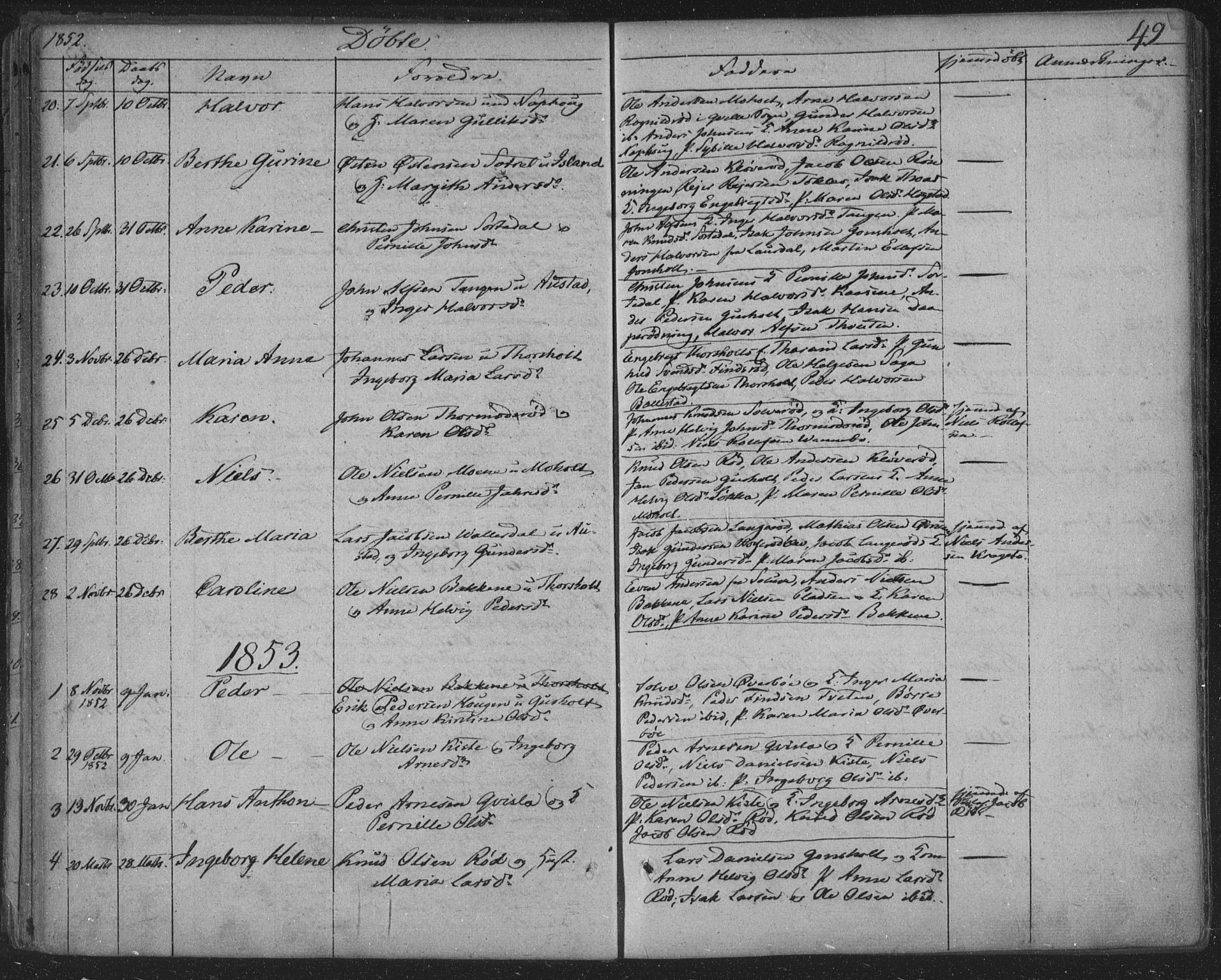 Siljan kirkebøker, AV/SAKO-A-300/F/Fa/L0001: Ministerialbok nr. 1, 1831-1870, s. 49