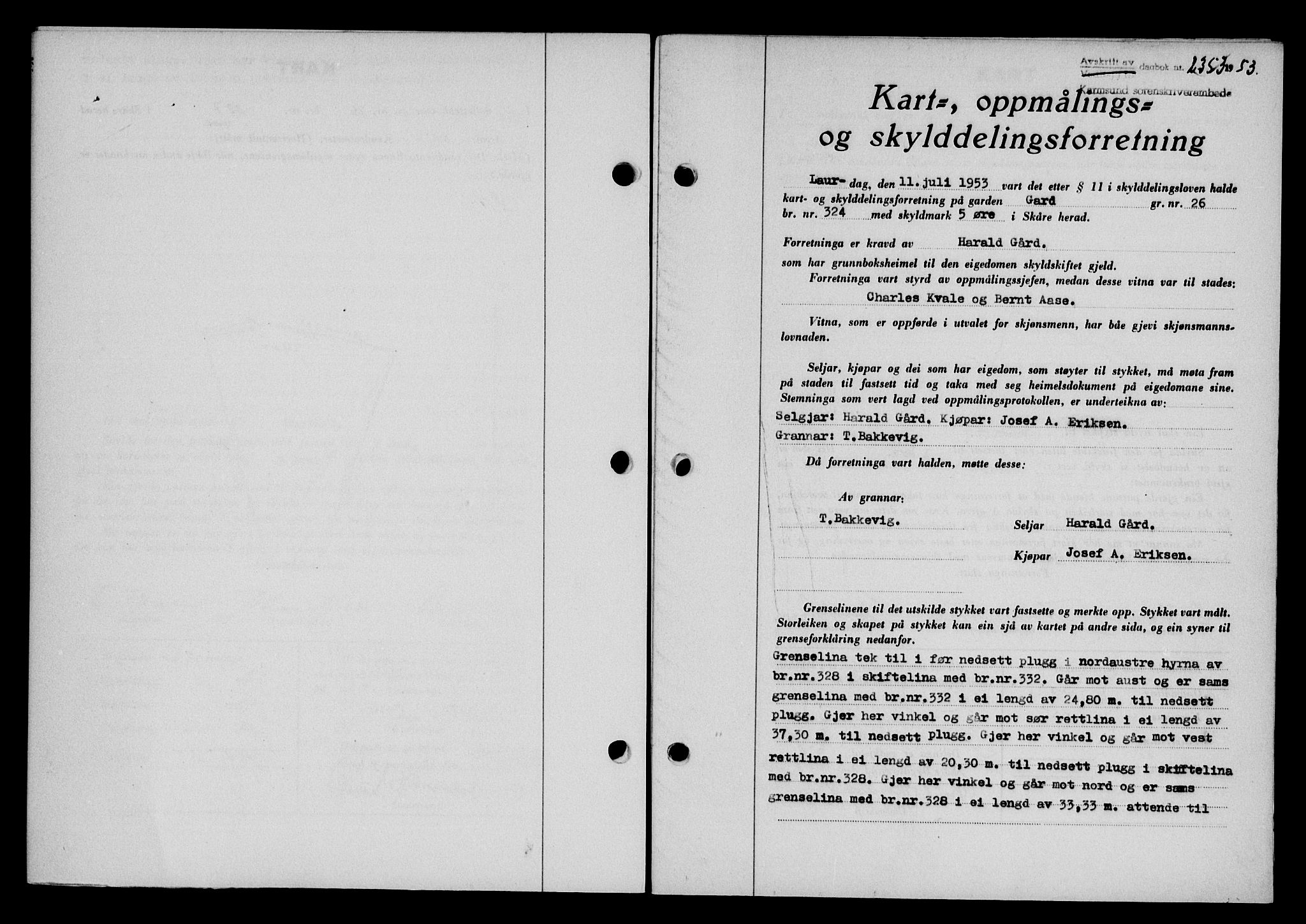 Karmsund sorenskriveri, SAST/A-100311/01/II/IIB/L0109: Pantebok nr. 89A, 1953-1953, Dagboknr: 2353/1953