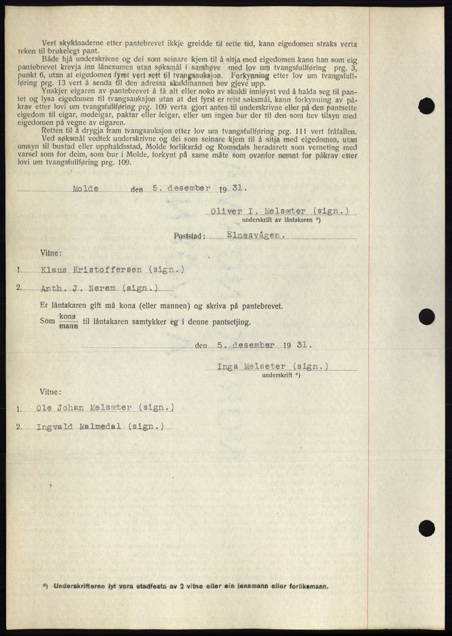 Romsdal sorenskriveri, AV/SAT-A-4149/1/2/2C/L0060: Pantebok nr. 54, 1931-1932, Tingl.dato: 01.02.1932