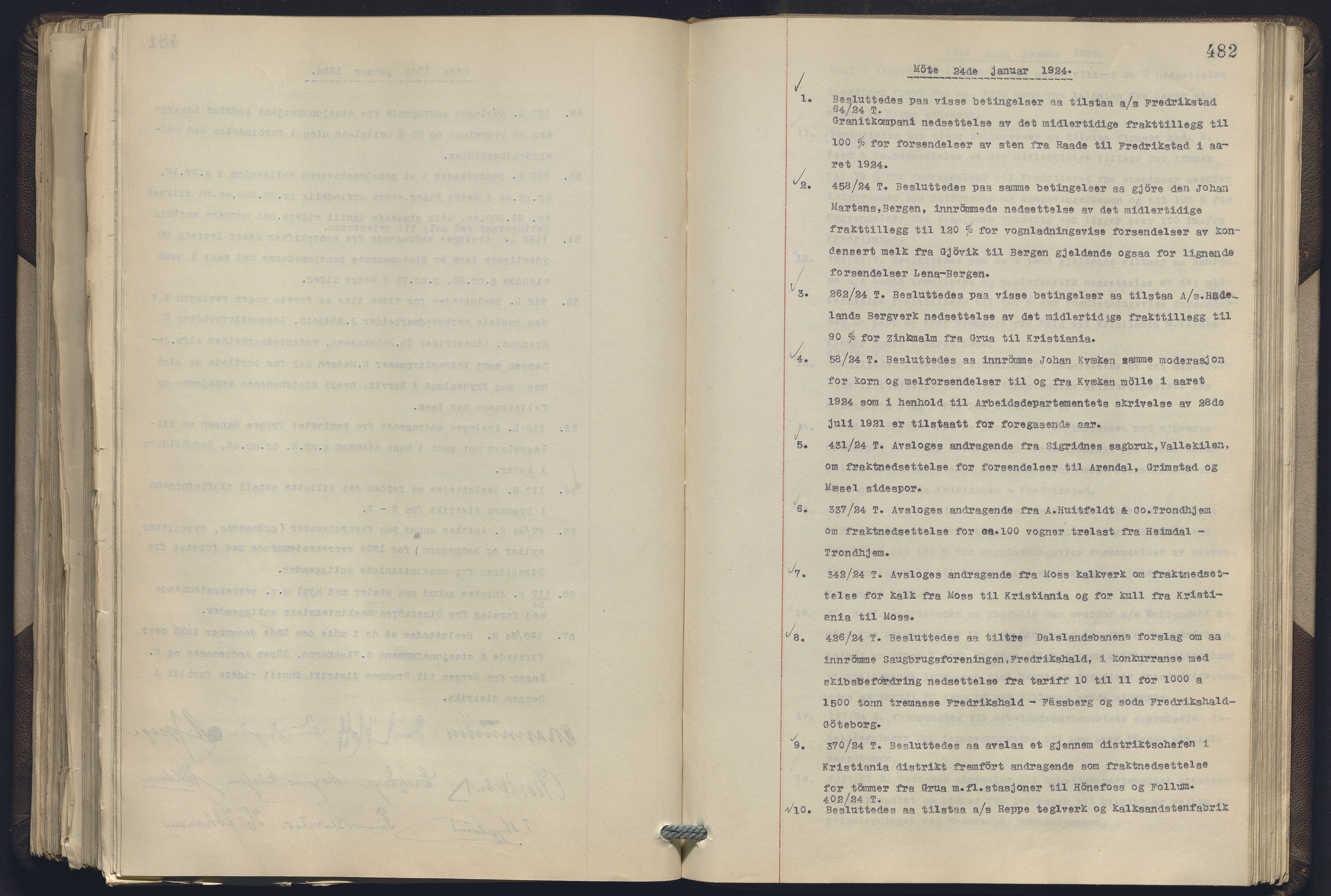 Norges statsbaner, Administrasjons- økonomi- og personalavdelingen, RA/S-3412/A/Aa/L0019: Forhandlingsprotokoll, 1922-1924, s. 482