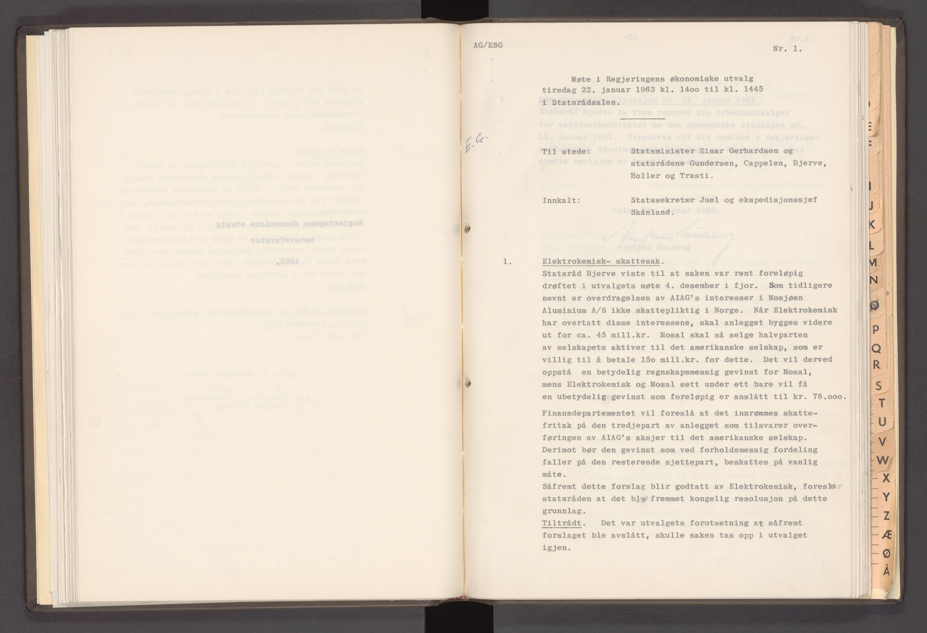 Statsministerens kontor, AV/RA-S-1005/A/Aa/L0021: Referat fra regjeringens økonomiske utvalg, 1960-1965