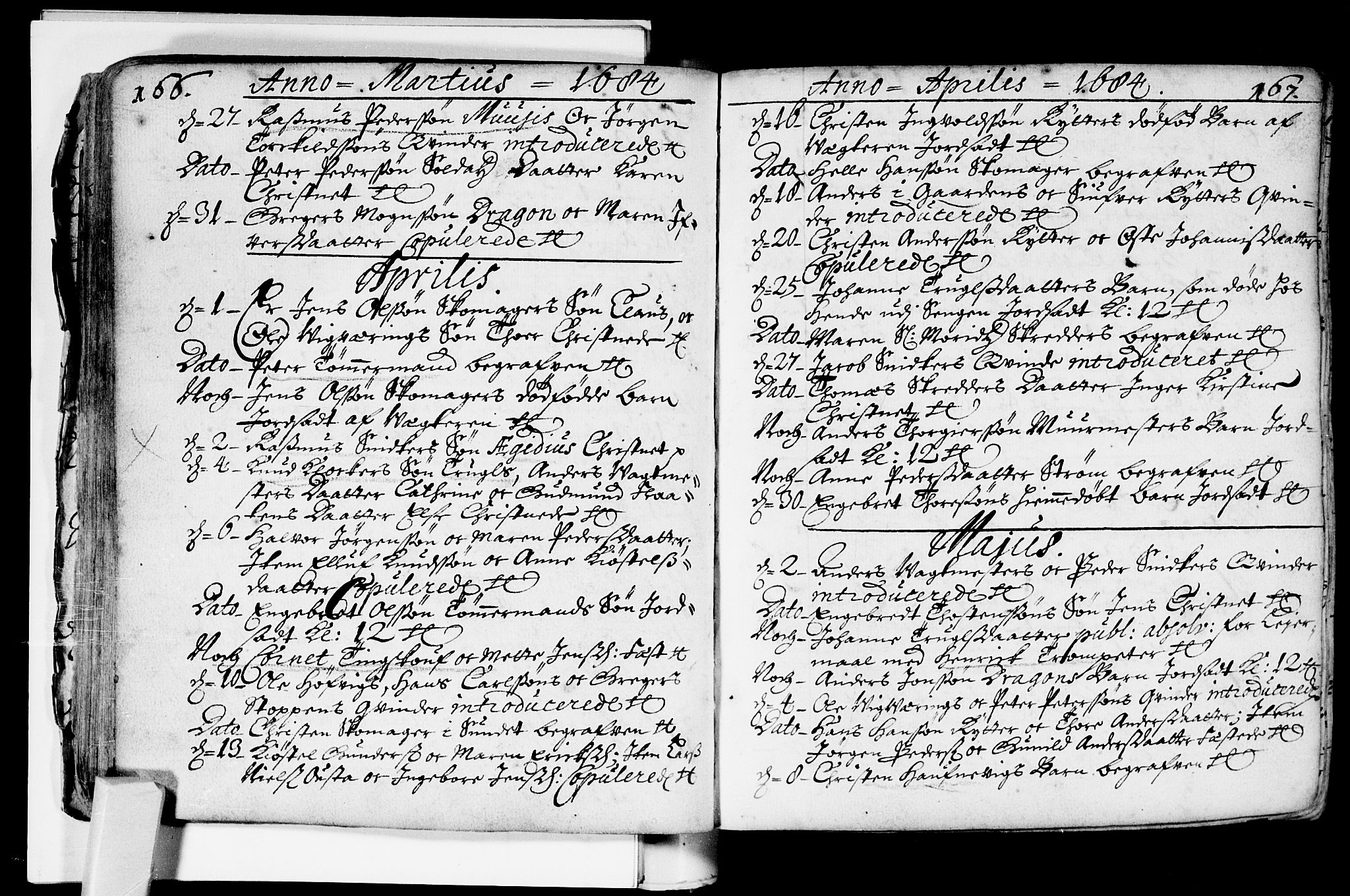 Bragernes kirkebøker, SAKO/A-6/F/Fa/L0002: Ministerialbok nr. I 2, 1680-1705, s. 166-167