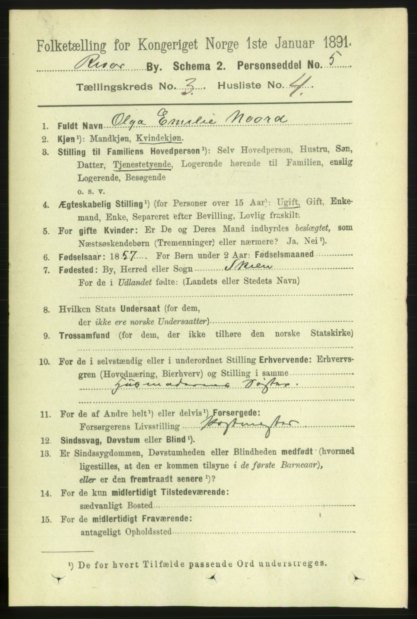 RA, Folketelling 1891 for 0901 Risør kjøpstad, 1891, s. 3148