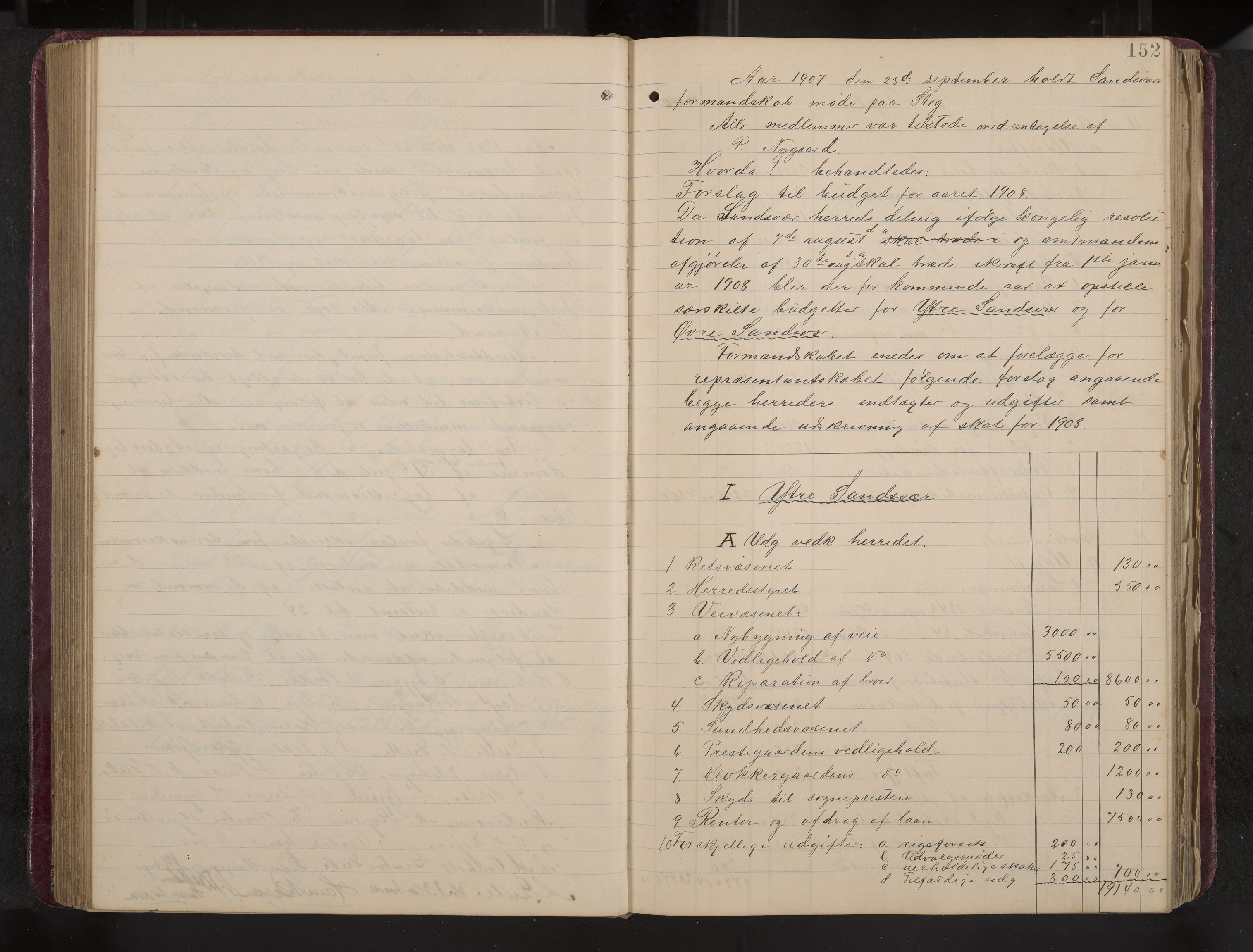 Ytre Sandsvær formannskap og sentraladministrasjon, IKAK/0629021/A/Aa/L0001: Møtebok med register, 1902-1919, s. 152