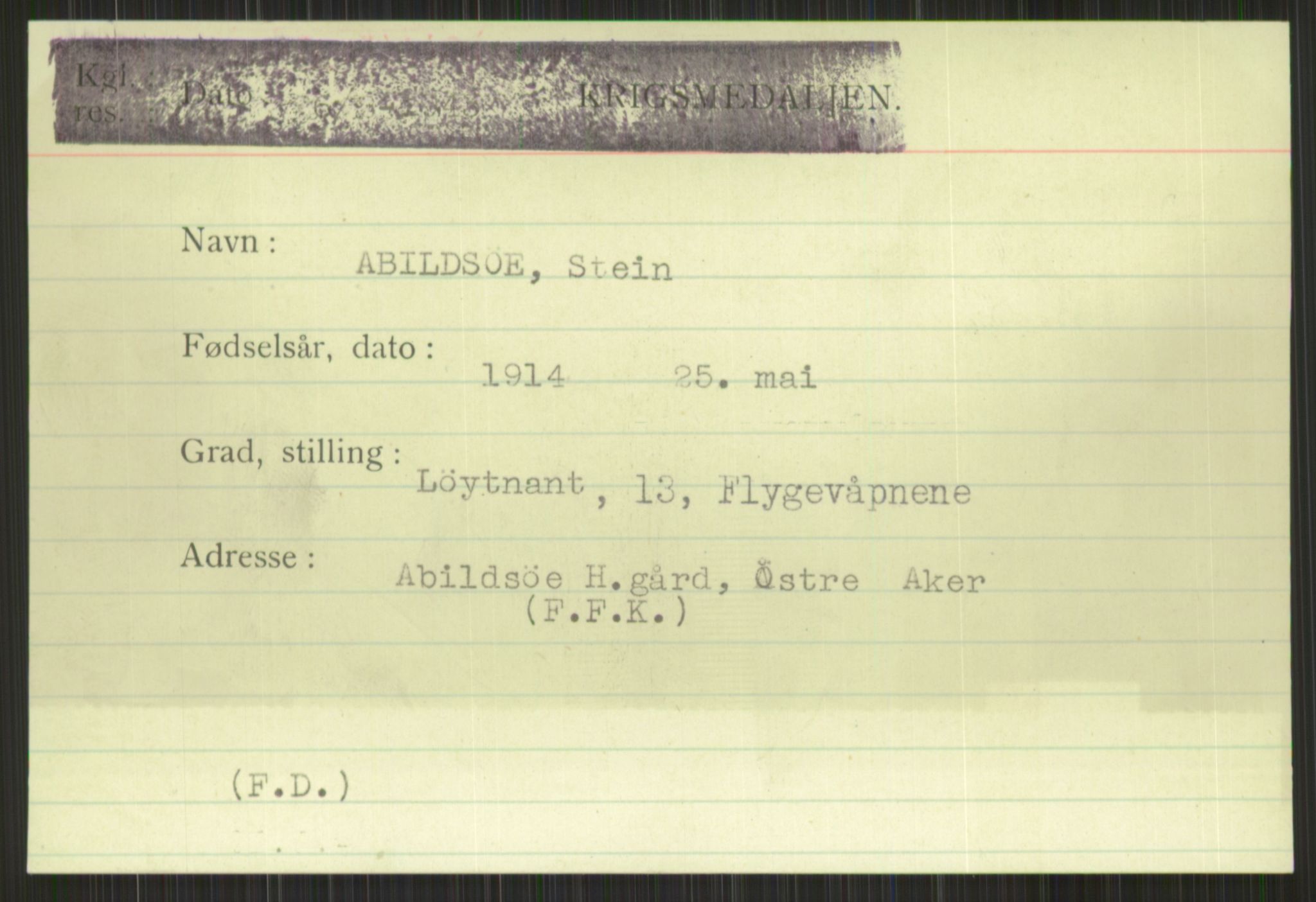 Forsvaret, Krigsdekorasjonskanselliet, AV/RA-RAFA-5156/G/Gb/Gbc/L0001: Dekorasjoner, 1944-1956