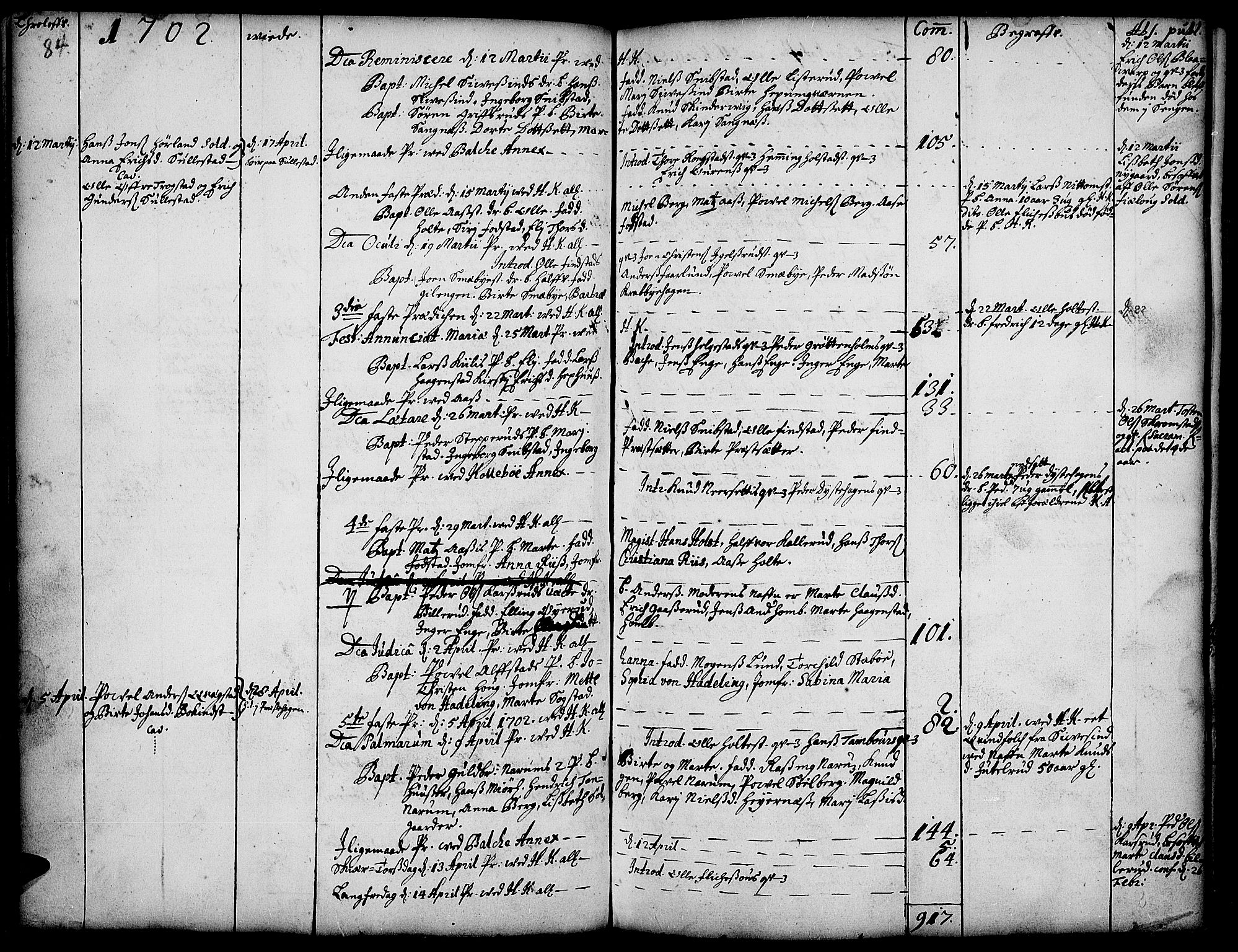 Toten prestekontor, AV/SAH-PREST-102/H/Ha/Haa/L0001: Ministerialbok nr. 1, 1695-1713, s. 84