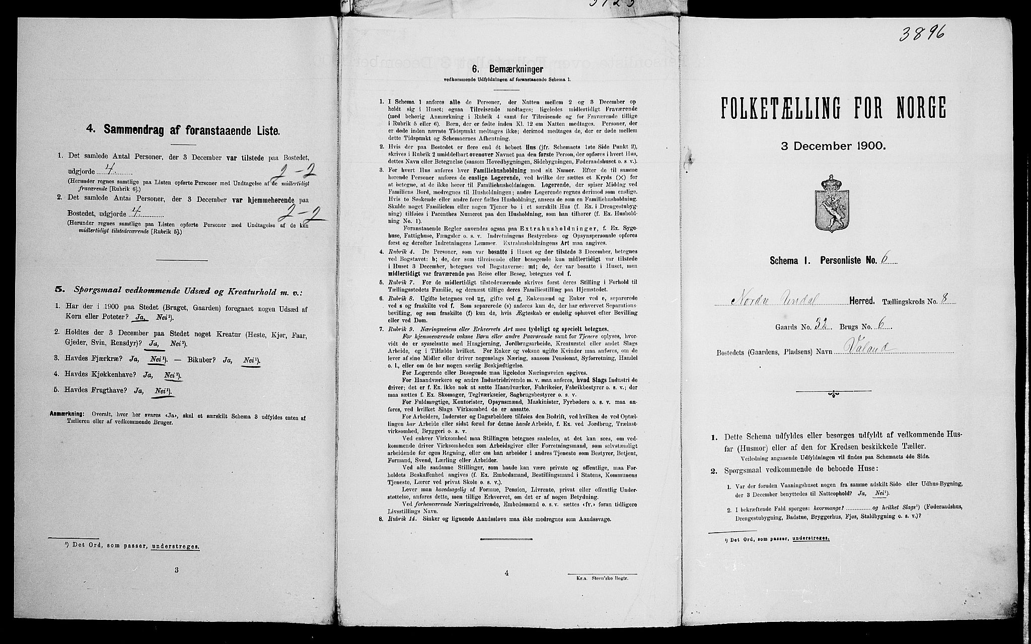 SAK, Folketelling 1900 for 1028 Nord-Audnedal herred, 1900, s. 772