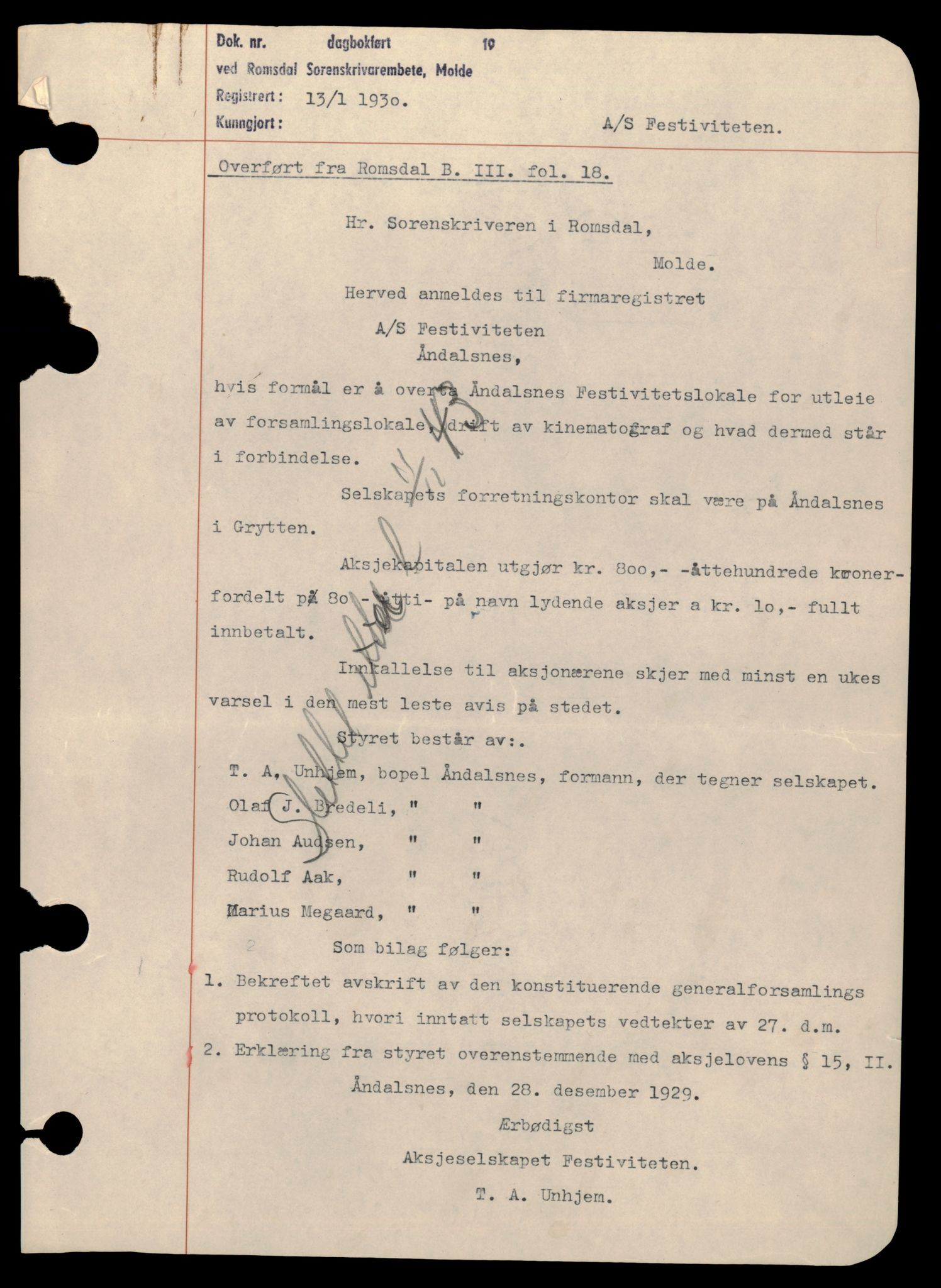 Romsdal sorenskriveri, SAT/A-4149/2/J/Jd/Jdb/L0004: Bilag, A-Å, 1930-1956, s. 1