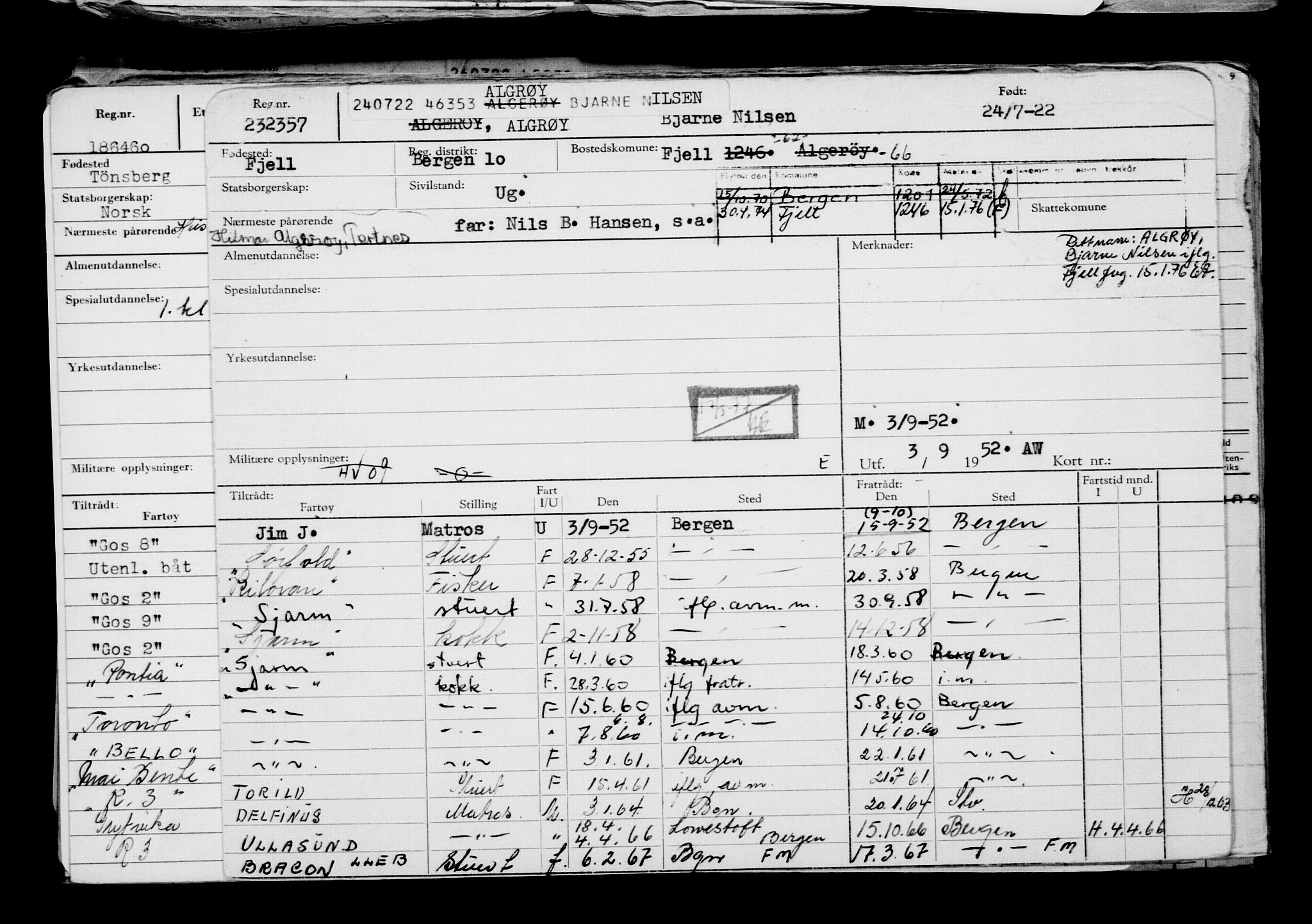 Direktoratet for sjømenn, AV/RA-S-3545/G/Gb/L0209: Hovedkort, 1922, s. 74