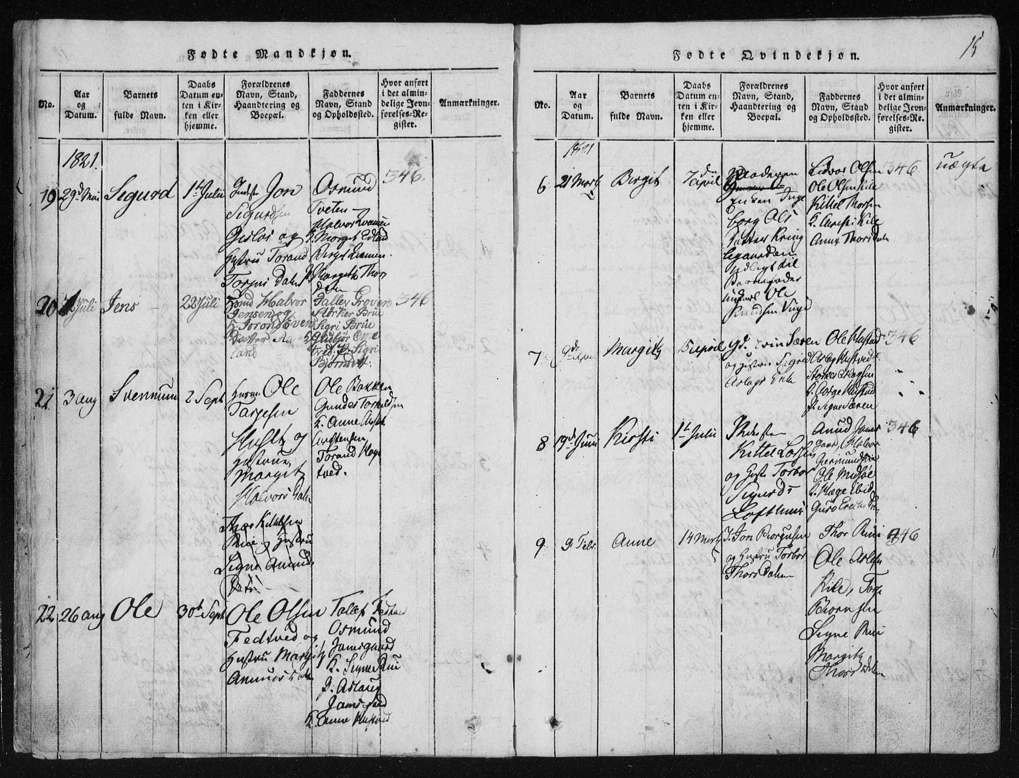 Vinje kirkebøker, AV/SAKO-A-312/F/Fa/L0003: Ministerialbok nr. I 3, 1814-1843, s. 15