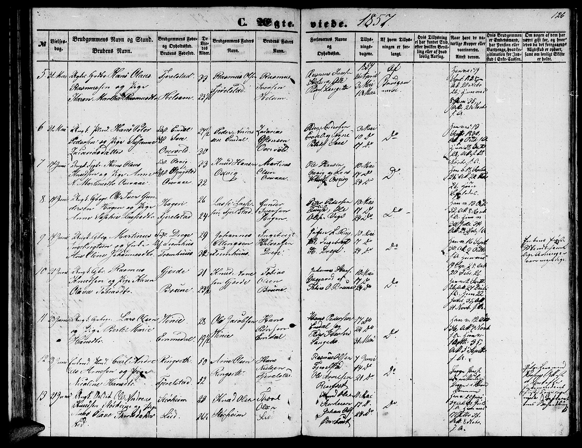 Ministerialprotokoller, klokkerbøker og fødselsregistre - Møre og Romsdal, AV/SAT-A-1454/520/L0291: Klokkerbok nr. 520C03, 1854-1881, s. 126