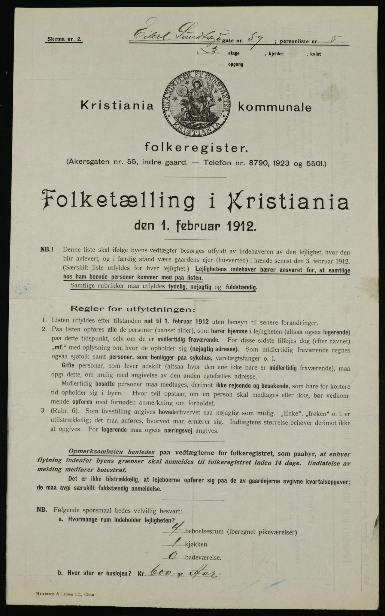 OBA, Kommunal folketelling 1.2.1912 for Kristiania, 1912, s. 19492