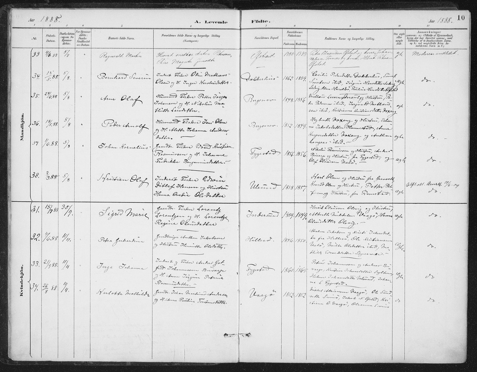 Ministerialprotokoller, klokkerbøker og fødselsregistre - Nord-Trøndelag, AV/SAT-A-1458/786/L0687: Ministerialbok nr. 786A03, 1888-1898, s. 10