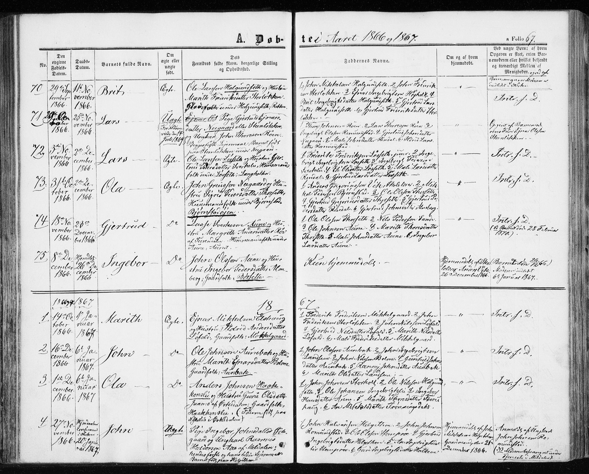 Ministerialprotokoller, klokkerbøker og fødselsregistre - Møre og Romsdal, SAT/A-1454/598/L1067: Ministerialbok nr. 598A01, 1858-1871, s. 67