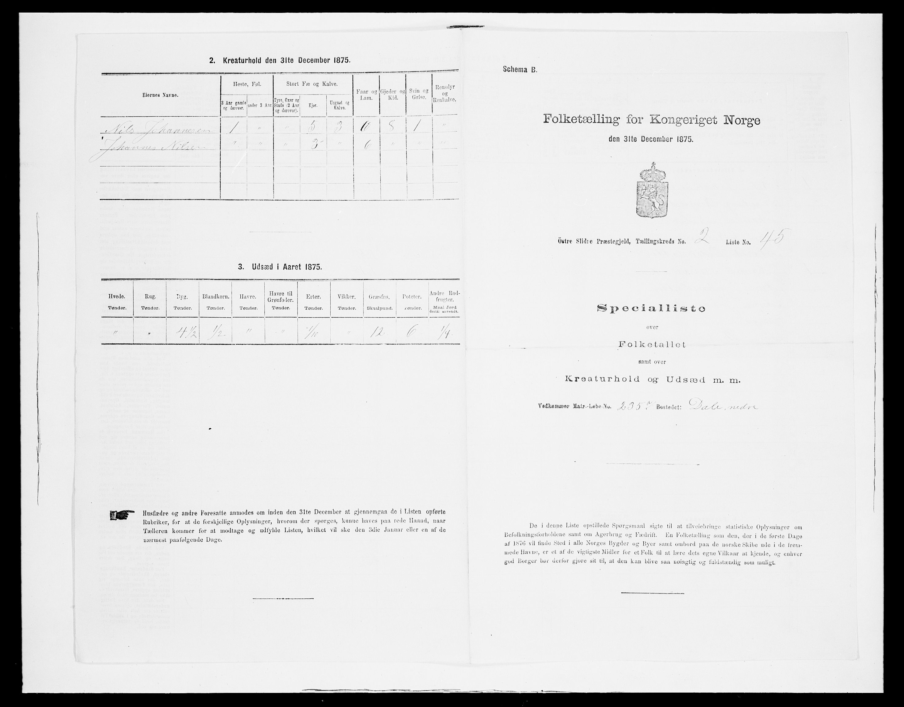 SAH, Folketelling 1875 for 0544P Øystre Slidre prestegjeld, 1875, s. 263