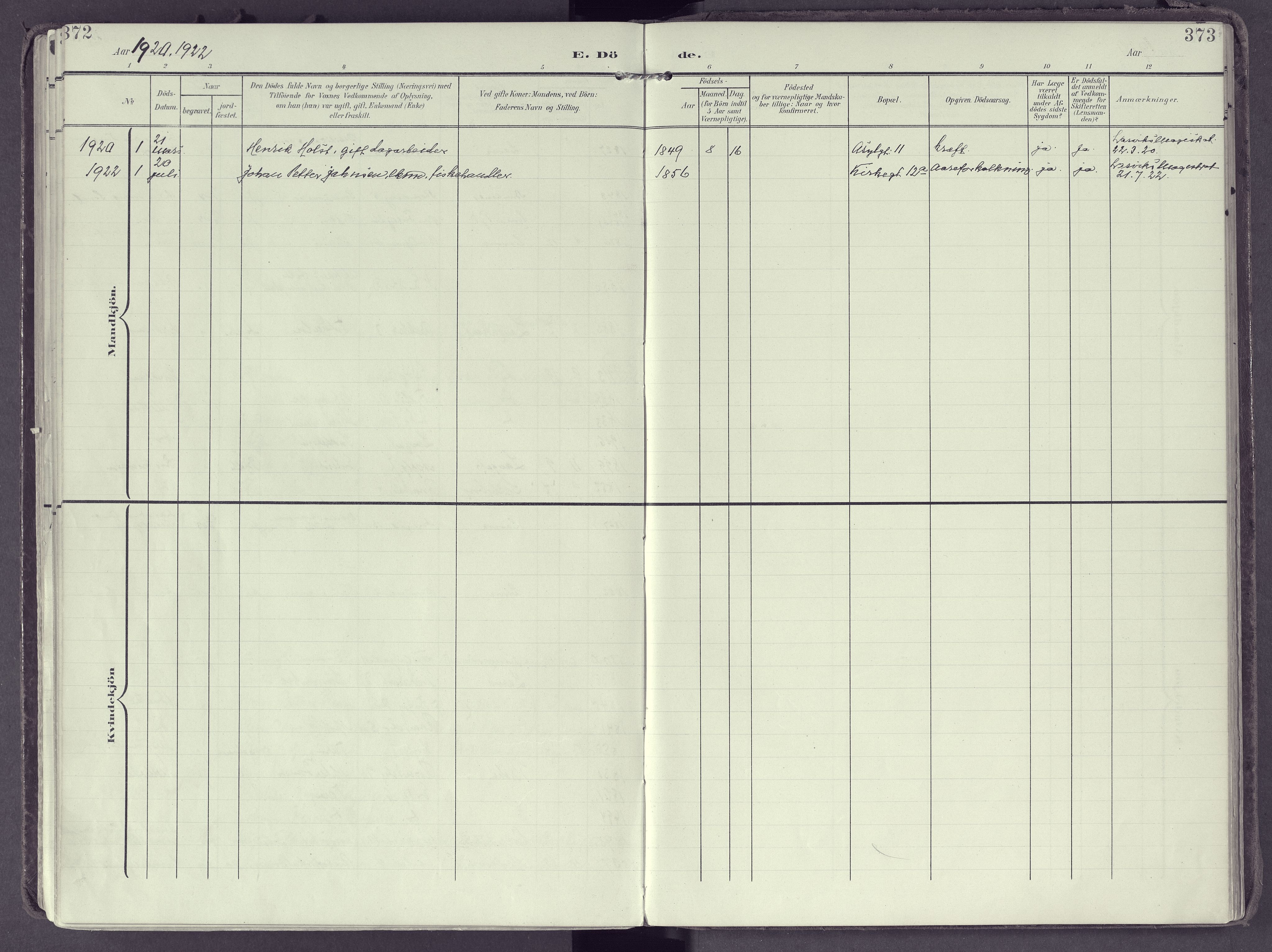 Larvik kirkebøker, AV/SAKO-A-352/F/Fb/L0005: Ministerialbok nr. II 5, 1903-1925, s. 372-373