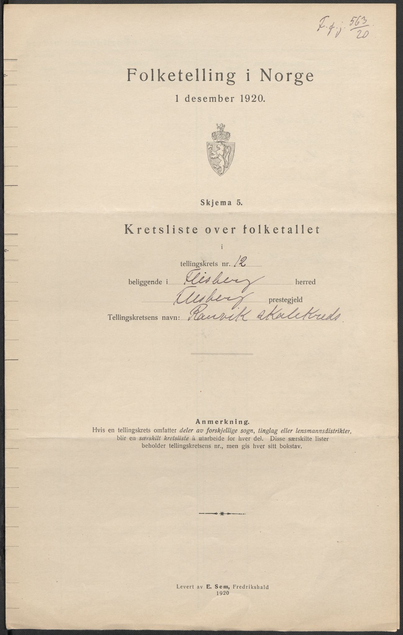 SAKO, Folketelling 1920 for 0631 Flesberg herred, 1920, s. 36