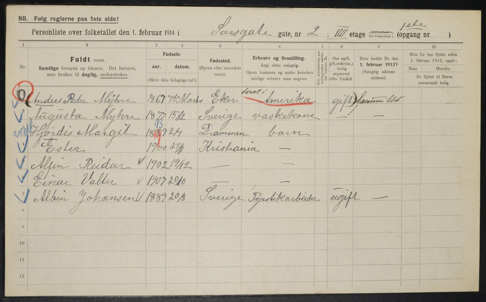 OBA, Kommunal folketelling 1.2.1914 for Kristiania, 1914, s. 89105