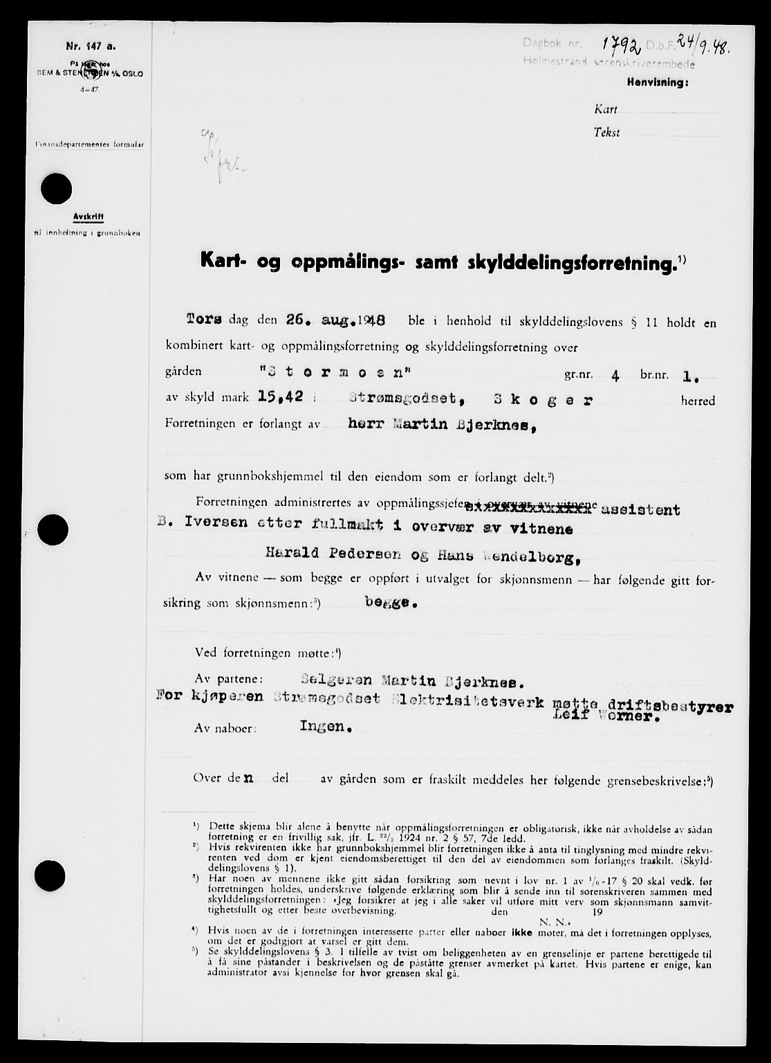 Holmestrand sorenskriveri, SAKO/A-67/G/Ga/Gaa/L0064: Pantebok nr. A-64, 1948-1948, Dagboknr: 1792/1948