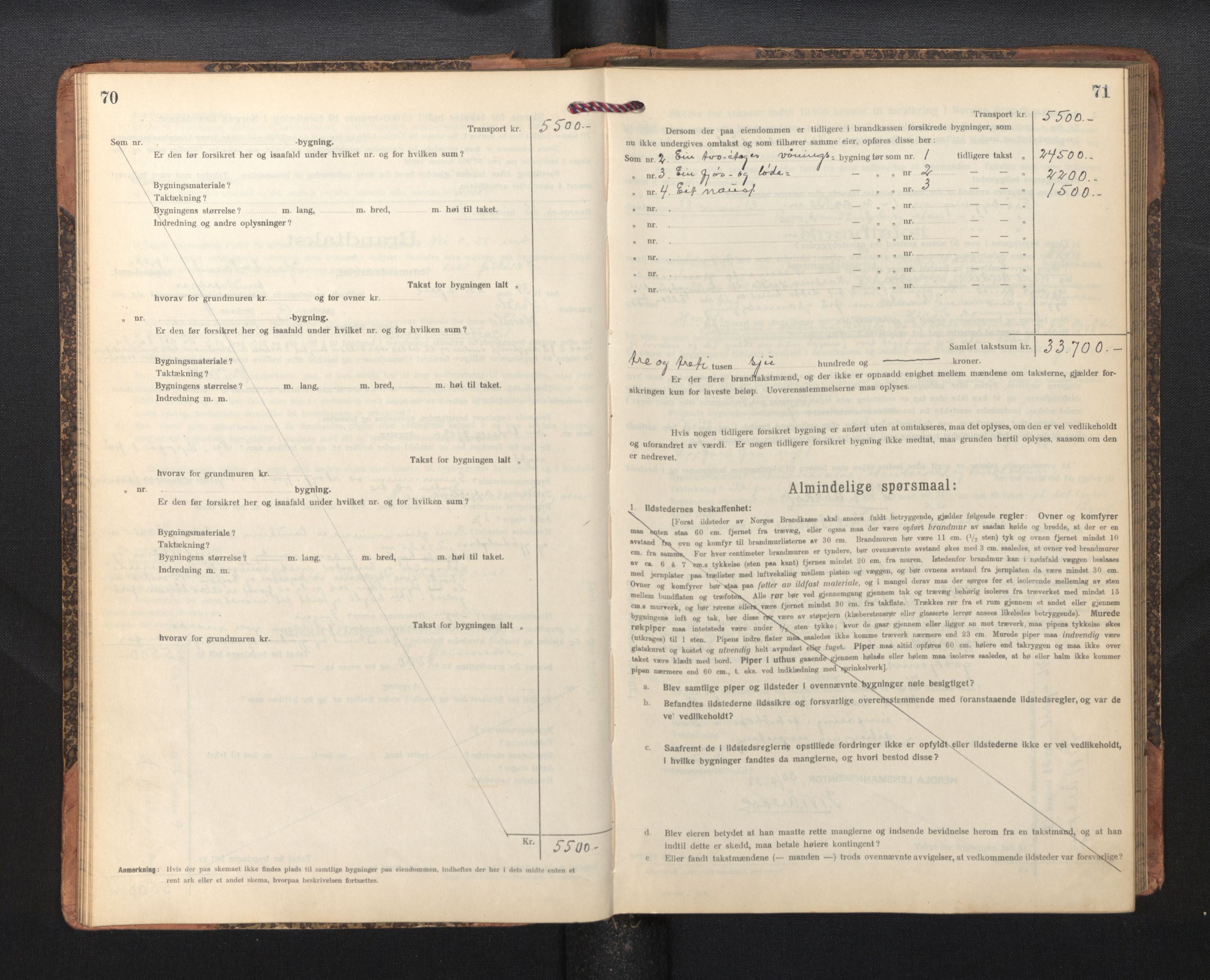 Lensmannen i Herdla, AV/SAB-A-32901/0012/L0004:  Branntakstprotokoll skjematakst, 1916-1954, s. 70-71