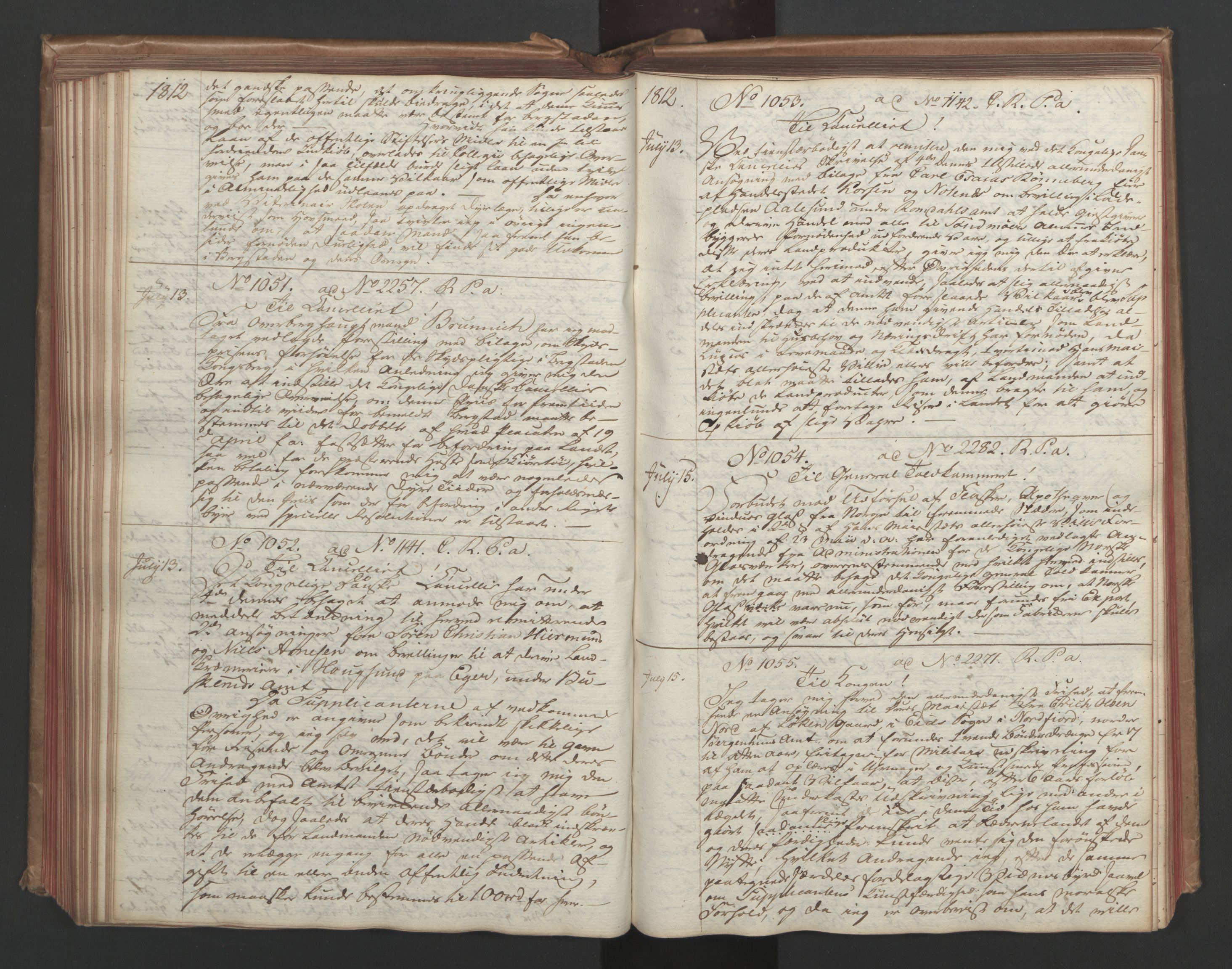 Stattholderembetet 1810-1814, 1. kontor (Kontor A), AV/RA-EA-2872/Ba/L0002: Kollegial korrespondanseprotokoll, 1811-1813, s. 210