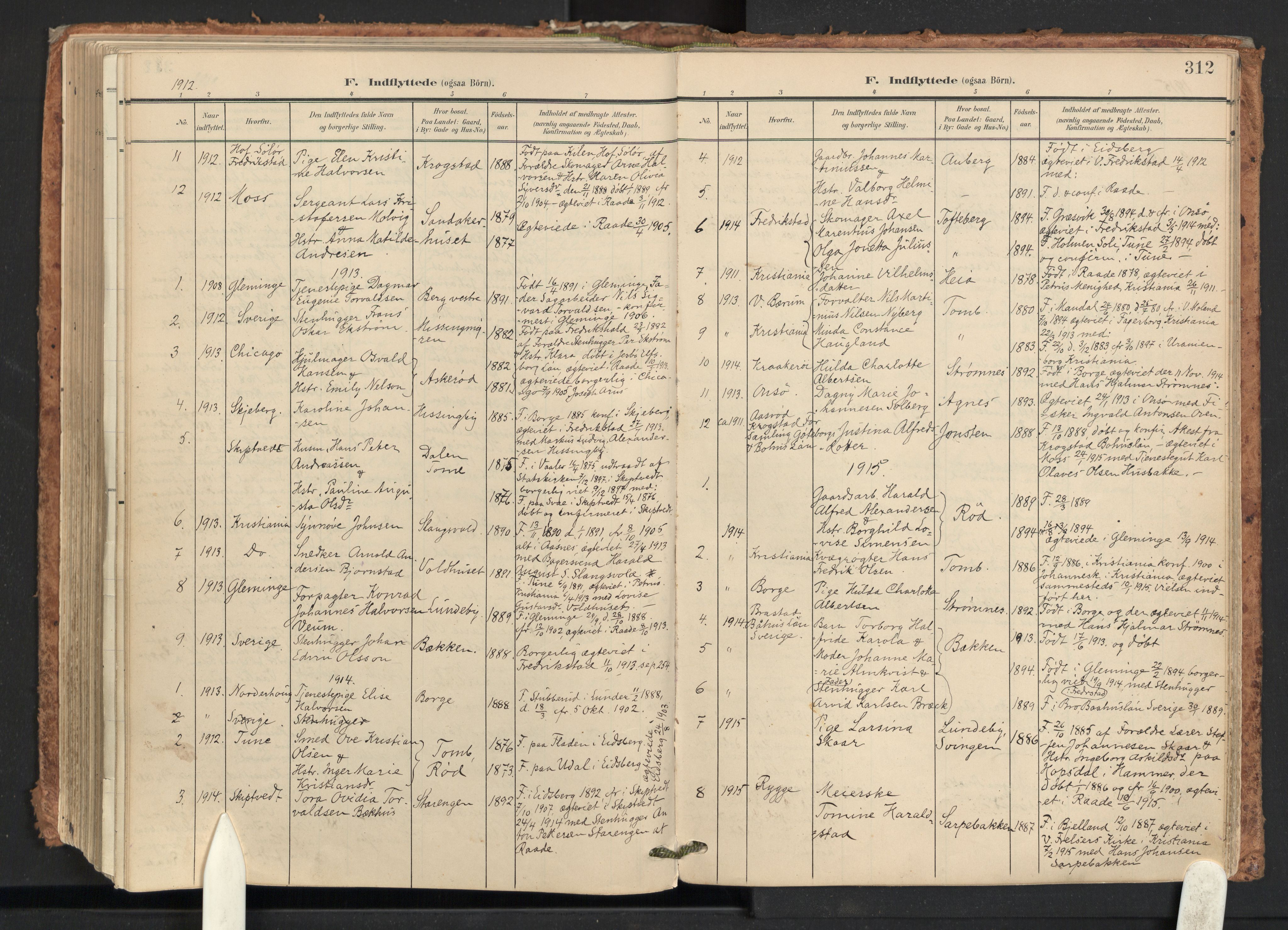 Råde prestekontor kirkebøker, AV/SAO-A-2009/F/Fa/L0008: Ministerialbok nr. 8, 1903-1924, s. 312