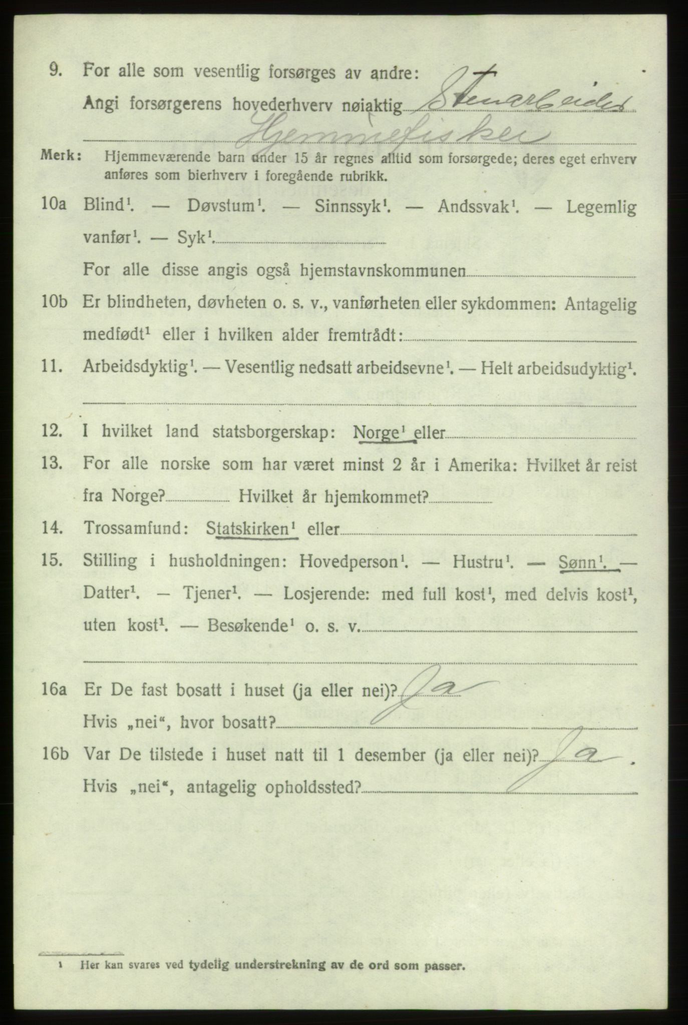 SAB, Folketelling 1920 for 1223 Tysnes herred, 1920, s. 7389