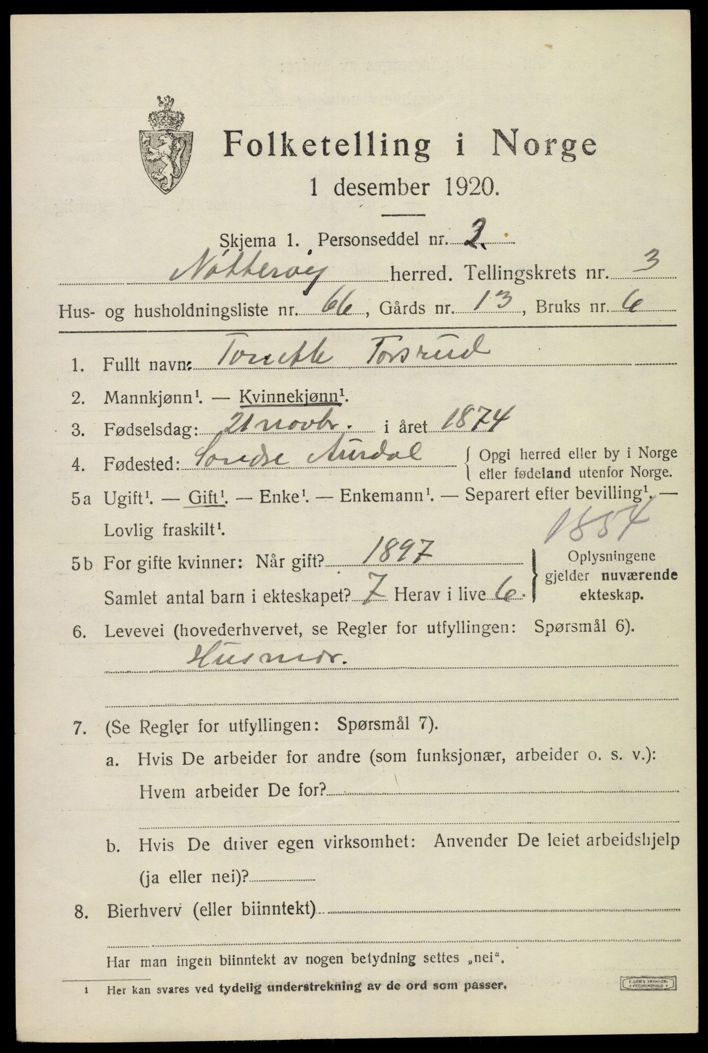SAKO, Folketelling 1920 for 0722 Nøtterøy herred, 1920, s. 6249