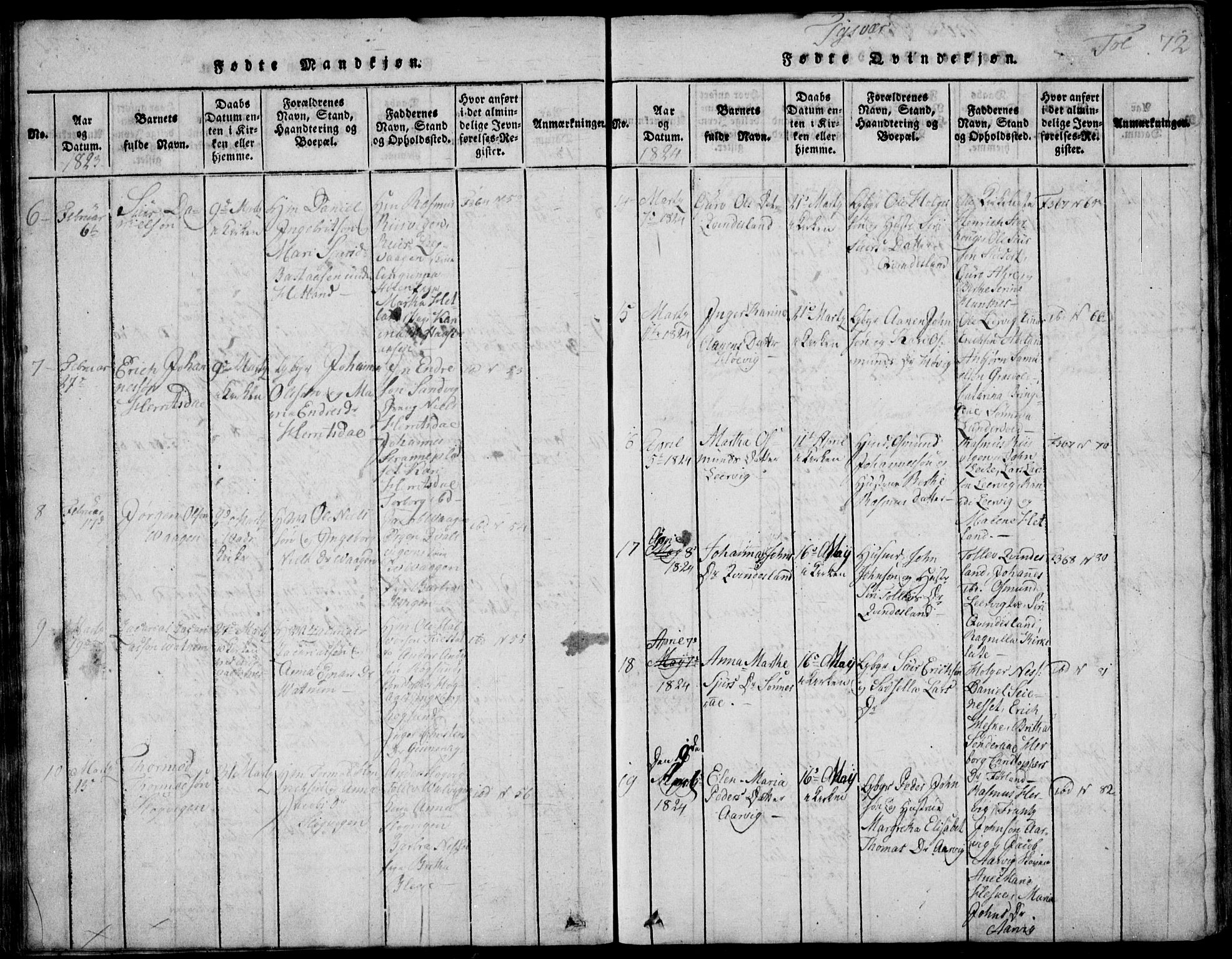 Skjold sokneprestkontor, AV/SAST-A-101847/H/Ha/Hab/L0002: Klokkerbok nr. B 2 /1, 1815-1830, s. 72