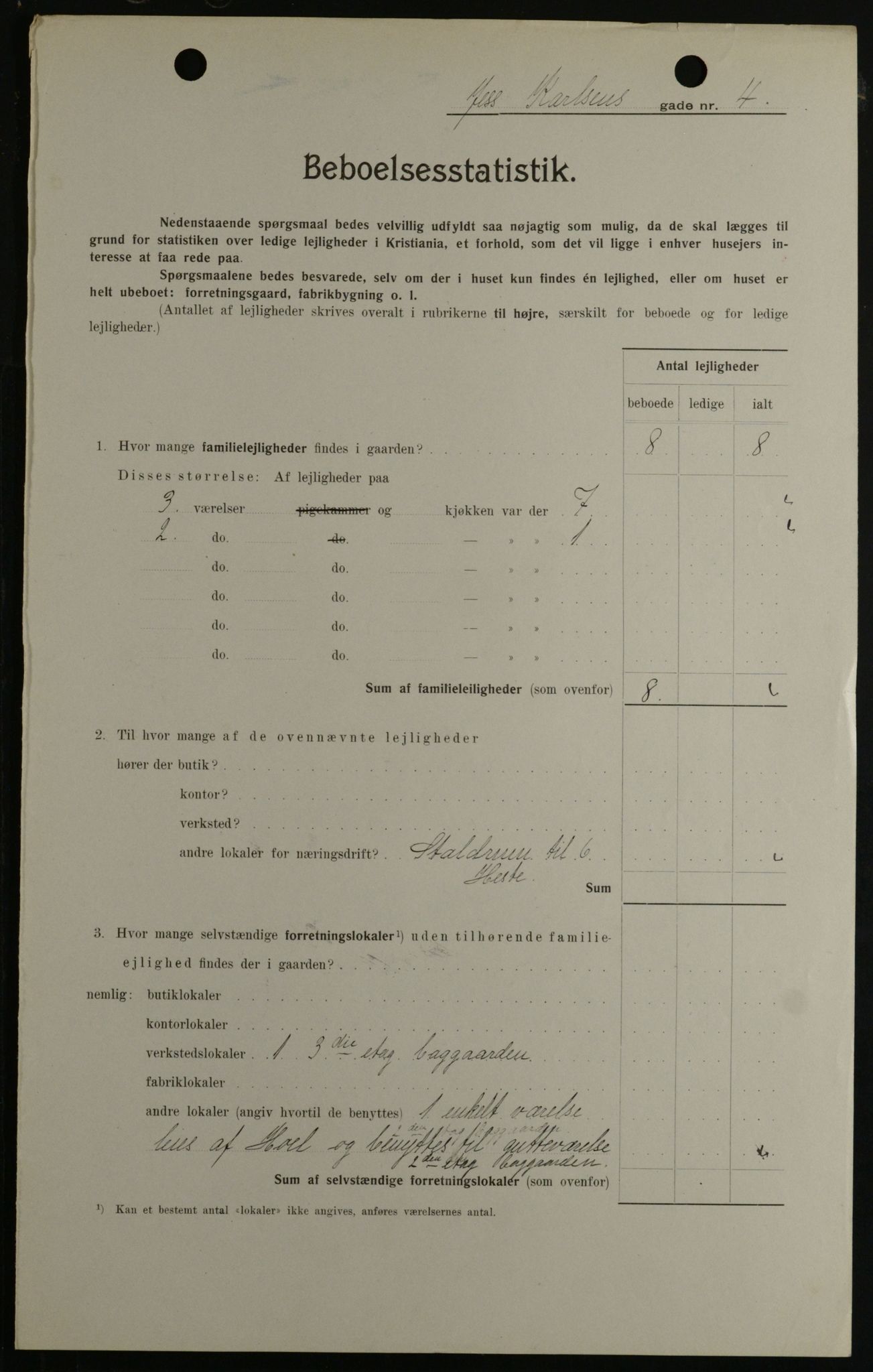 OBA, Kommunal folketelling 1.2.1908 for Kristiania kjøpstad, 1908, s. 42002