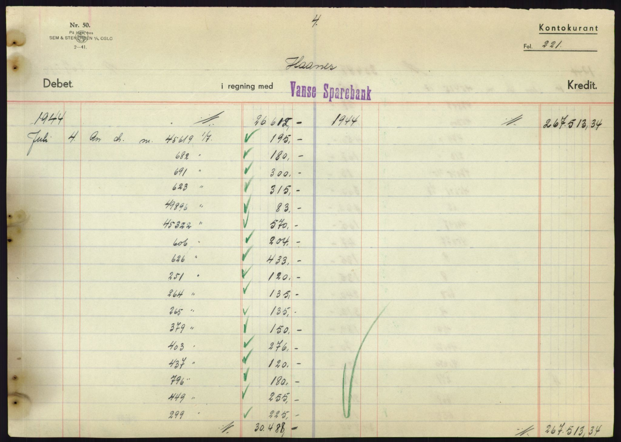 Forsvarsdepartementet, 10. kontor / Oppgjørskontoret, AV/RA-RAFA-1225/D/Db/L0180: Lista oppgjørskontor, 1942-1952, s. 2197