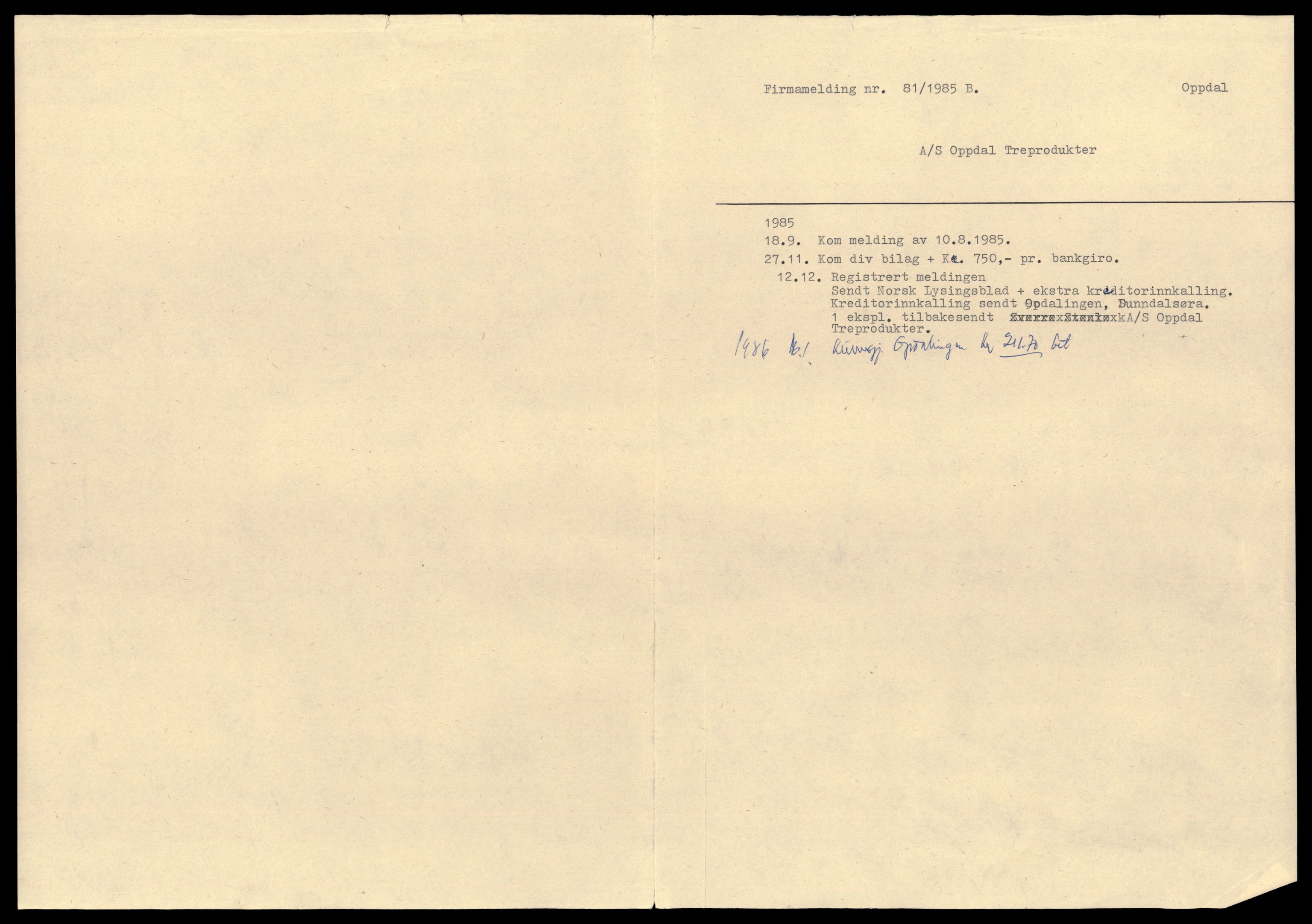 Orkdal sorenskriveri, SAT/A-4169/2/J/Jd/Jdc/L0010: Aksjeselskap, O, 1910-1989, s. 1
