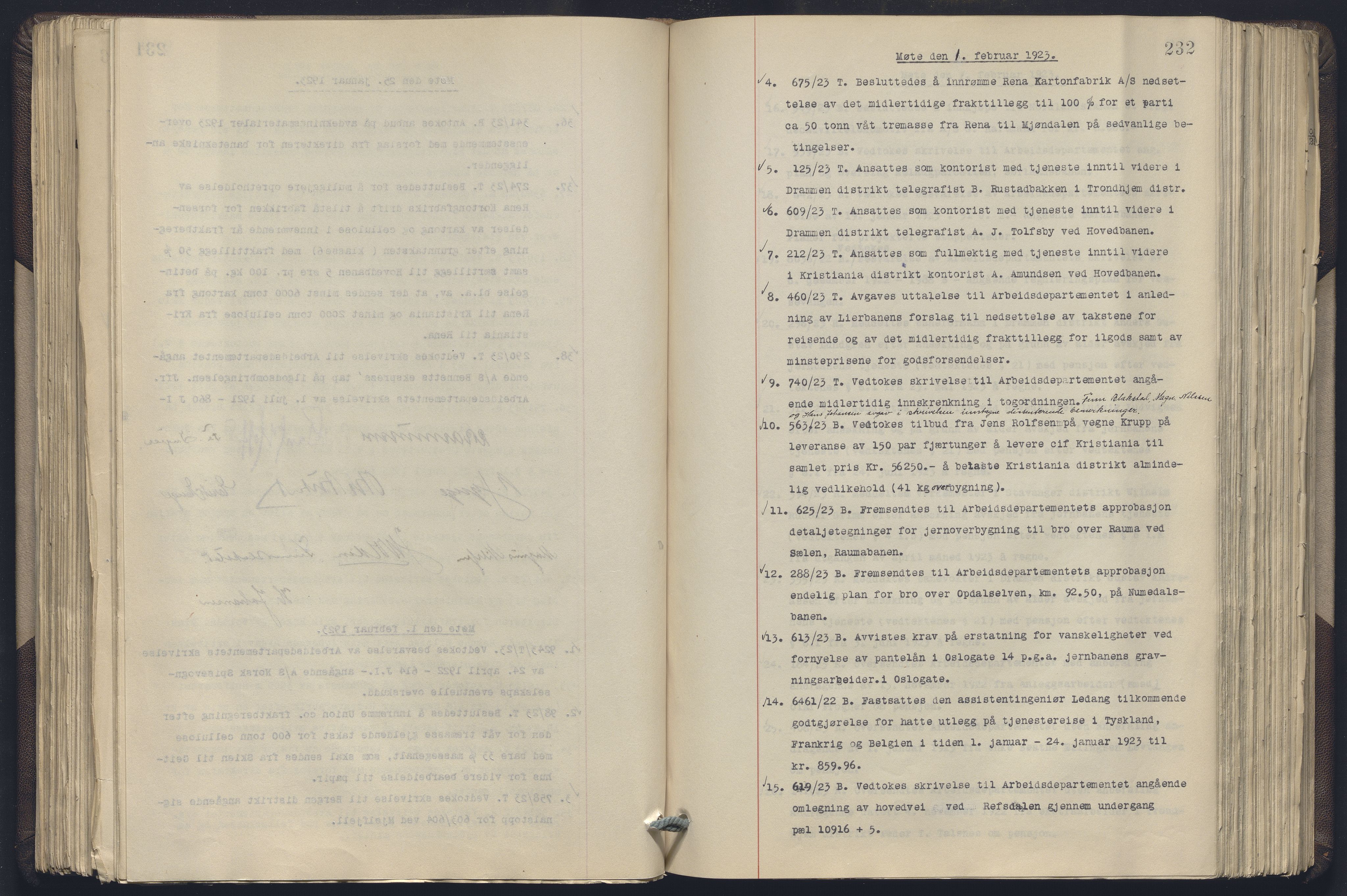Norges statsbaner, Administrasjons- økonomi- og personalavdelingen, AV/RA-S-3412/A/Aa/L0019: Forhandlingsprotokoll, 1922-1924, s. 232