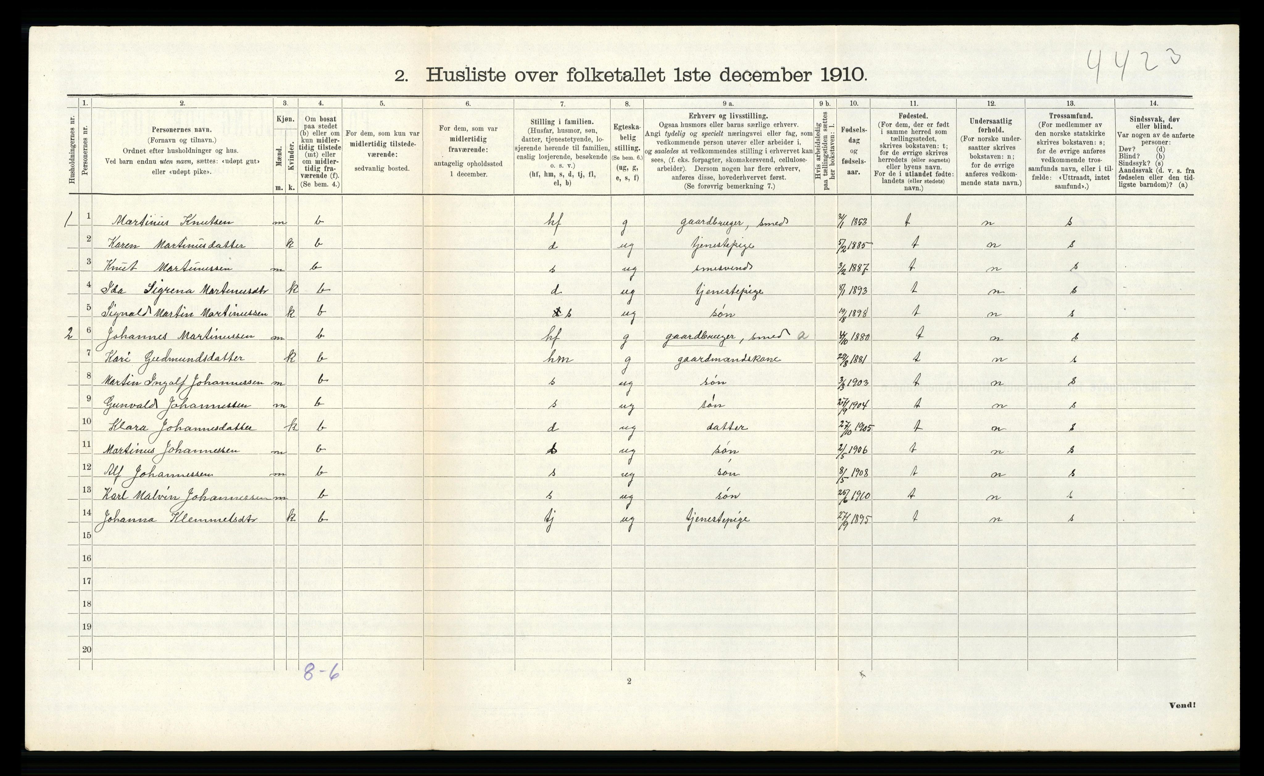 RA, Folketelling 1910 for 1257 Alversund herred, 1910, s. 413