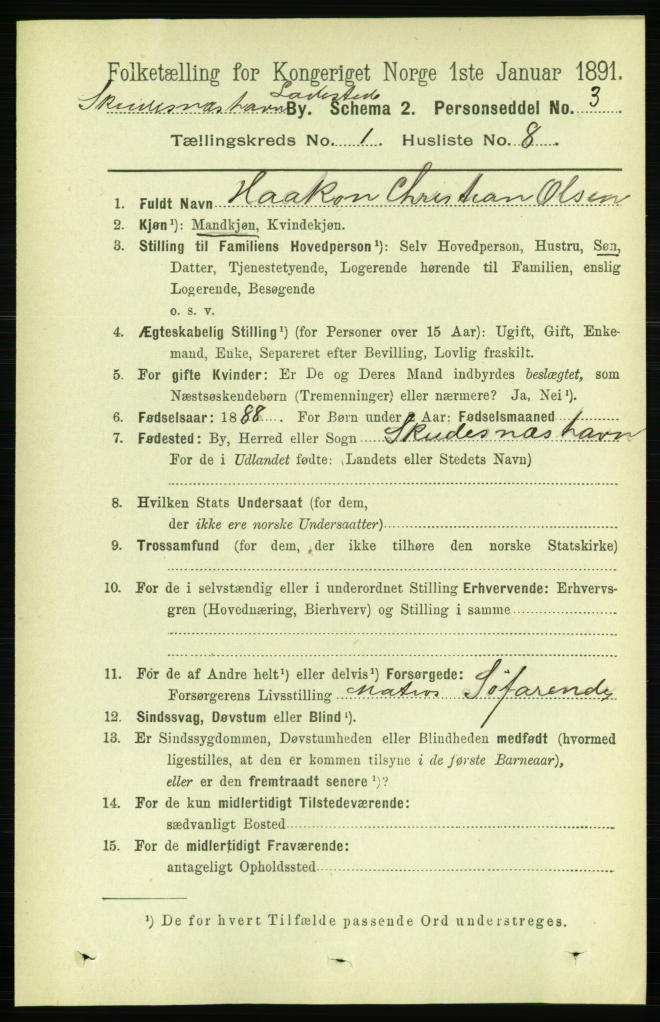 RA, Folketelling 1891 for 1104 Skudeneshavn ladested, 1891, s. 445