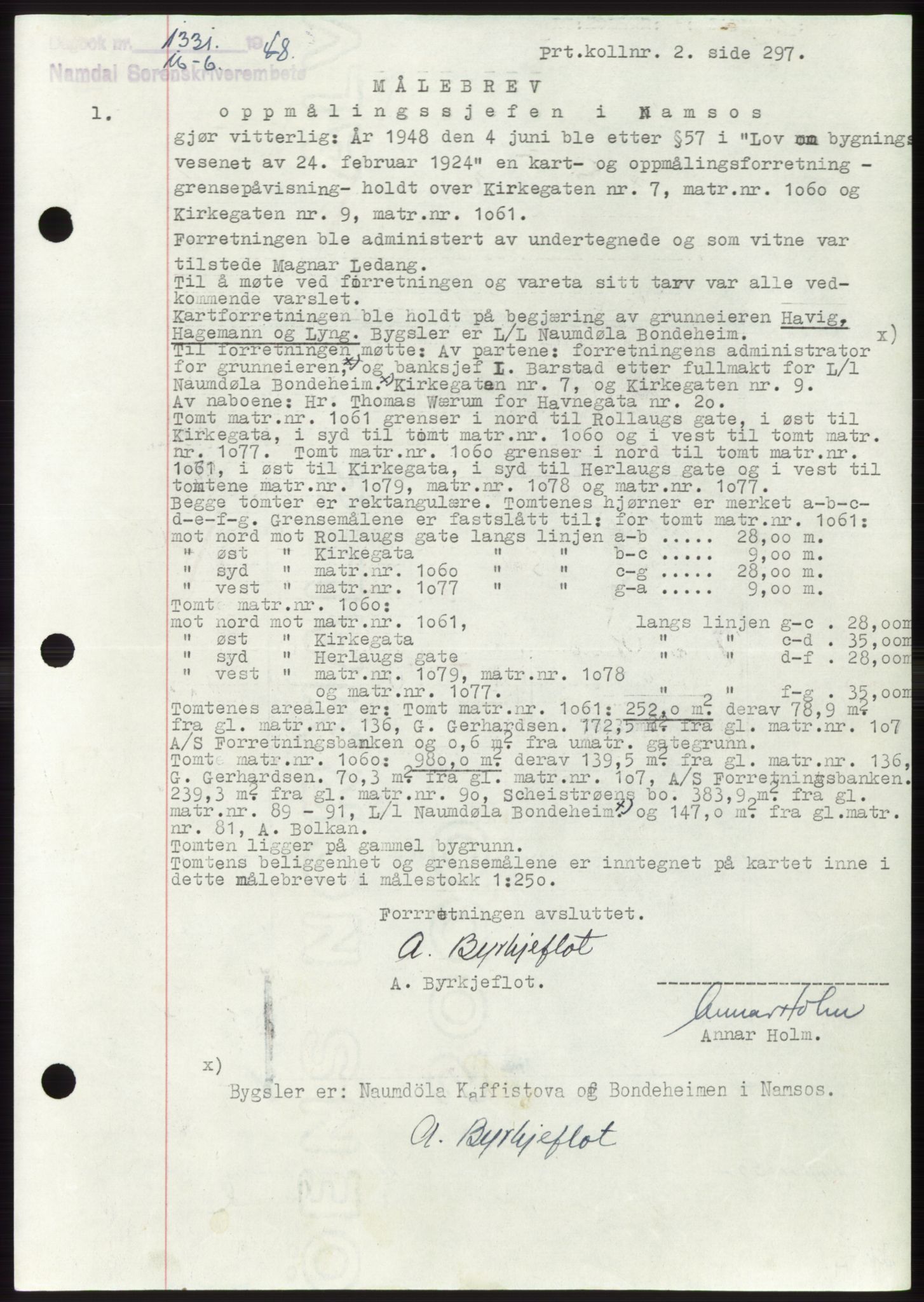 Namdal sorenskriveri, SAT/A-4133/1/2/2C: Pantebok nr. -, 1948-1948, Dagboknr: 1331/1948