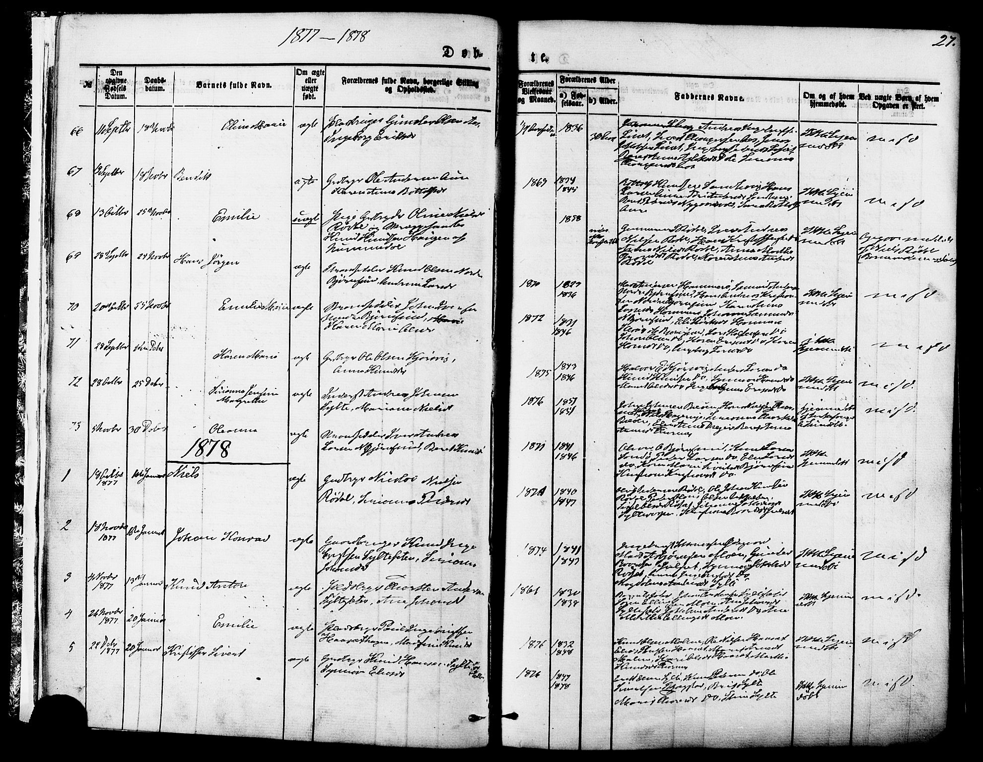 Ministerialprotokoller, klokkerbøker og fødselsregistre - Møre og Romsdal, SAT/A-1454/565/L0749: Ministerialbok nr. 565A03, 1871-1886, s. 27