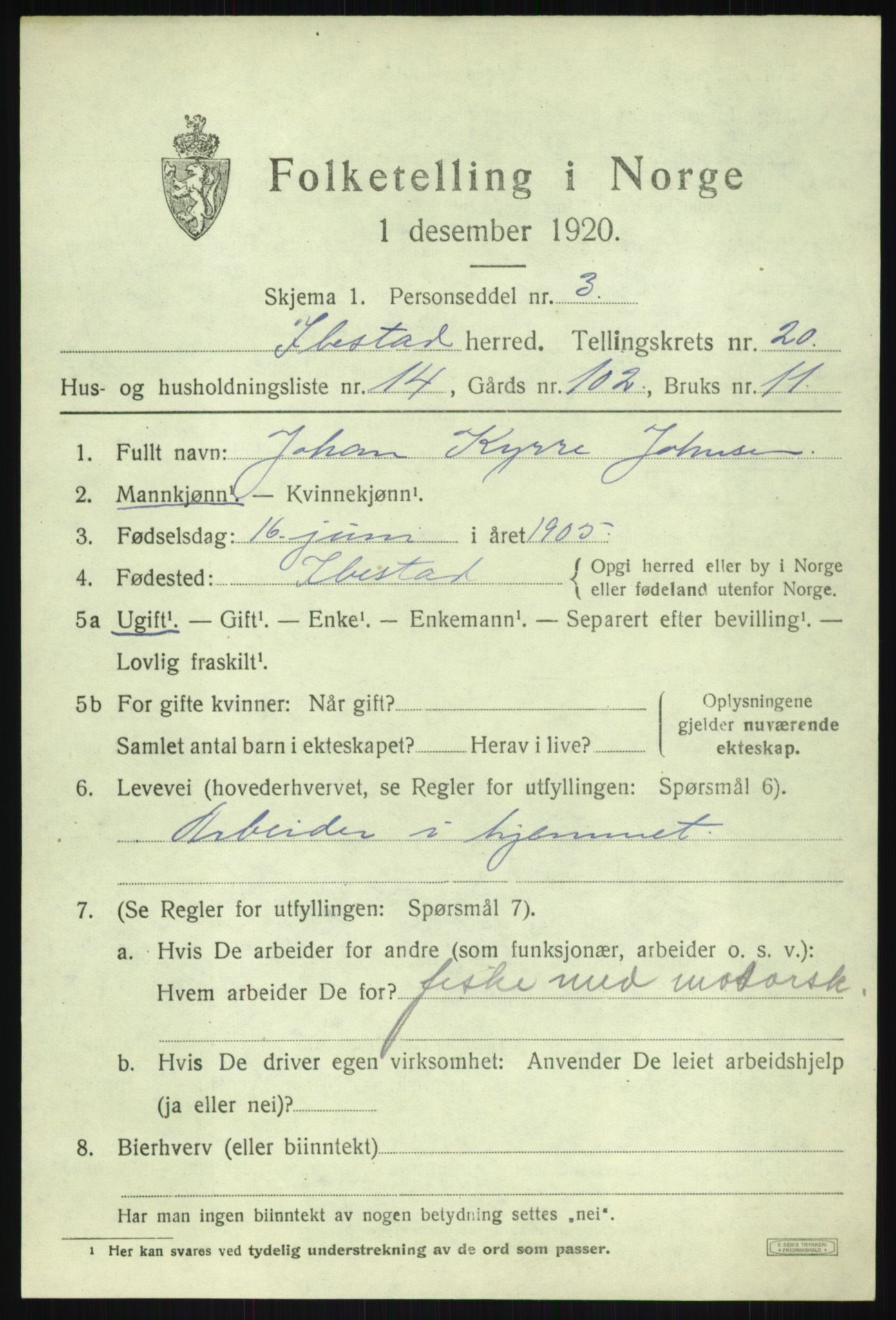 SATØ, Folketelling 1920 for 1917 Ibestad herred, 1920, s. 11443