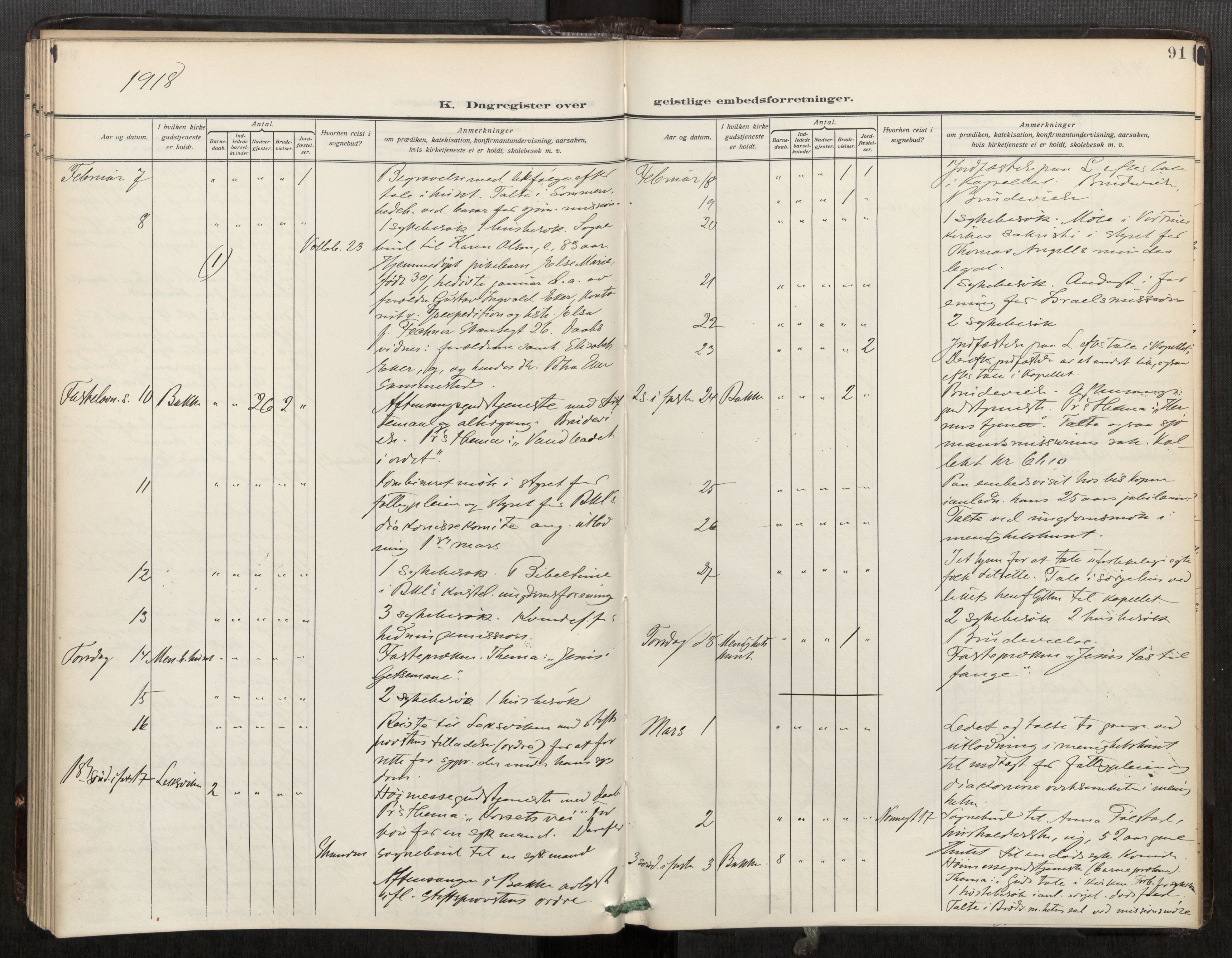 Bakklandet sokneprestkontor, AV/SAT-A-1127: Ministerialbok nr. 604A32, 1912-1919, s. 91