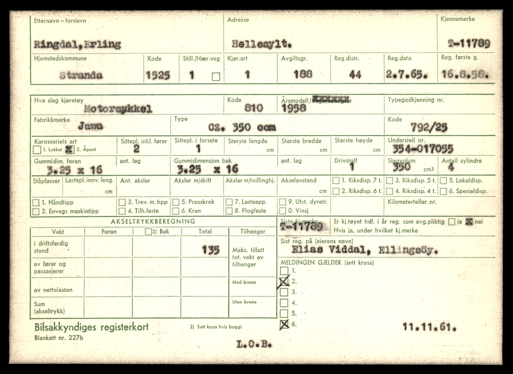 Møre og Romsdal vegkontor - Ålesund trafikkstasjon, AV/SAT-A-4099/F/Fe/L0030: Registreringskort for kjøretøy T 11620 - T 11799, 1927-1998, s. 2447