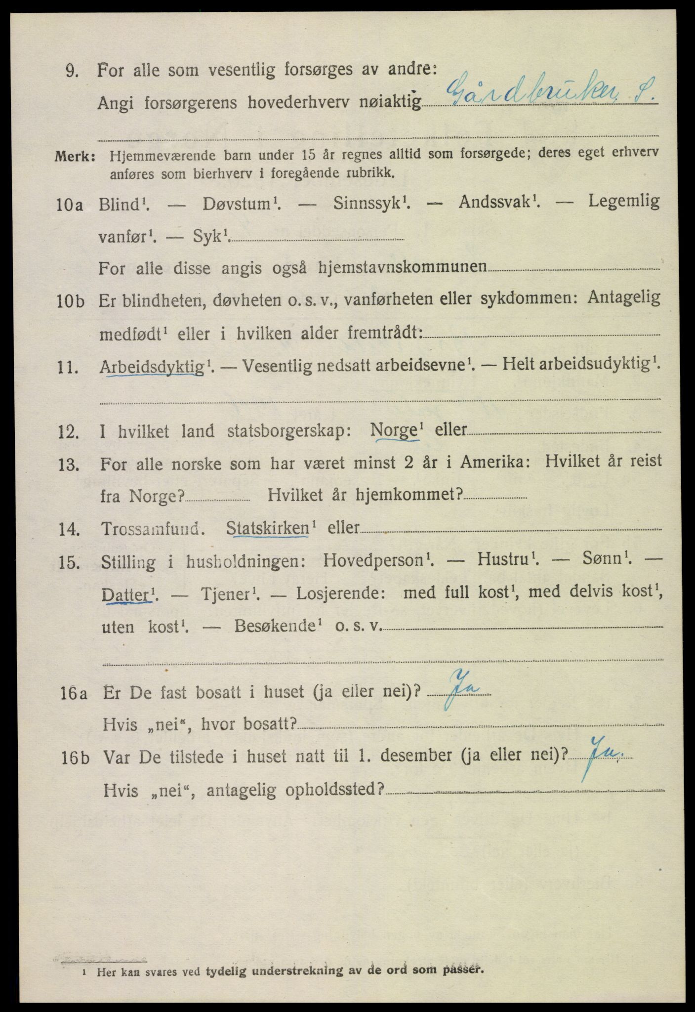 SAK, Folketelling 1920 for 0936 Hornnes herred, 1920, s. 3034