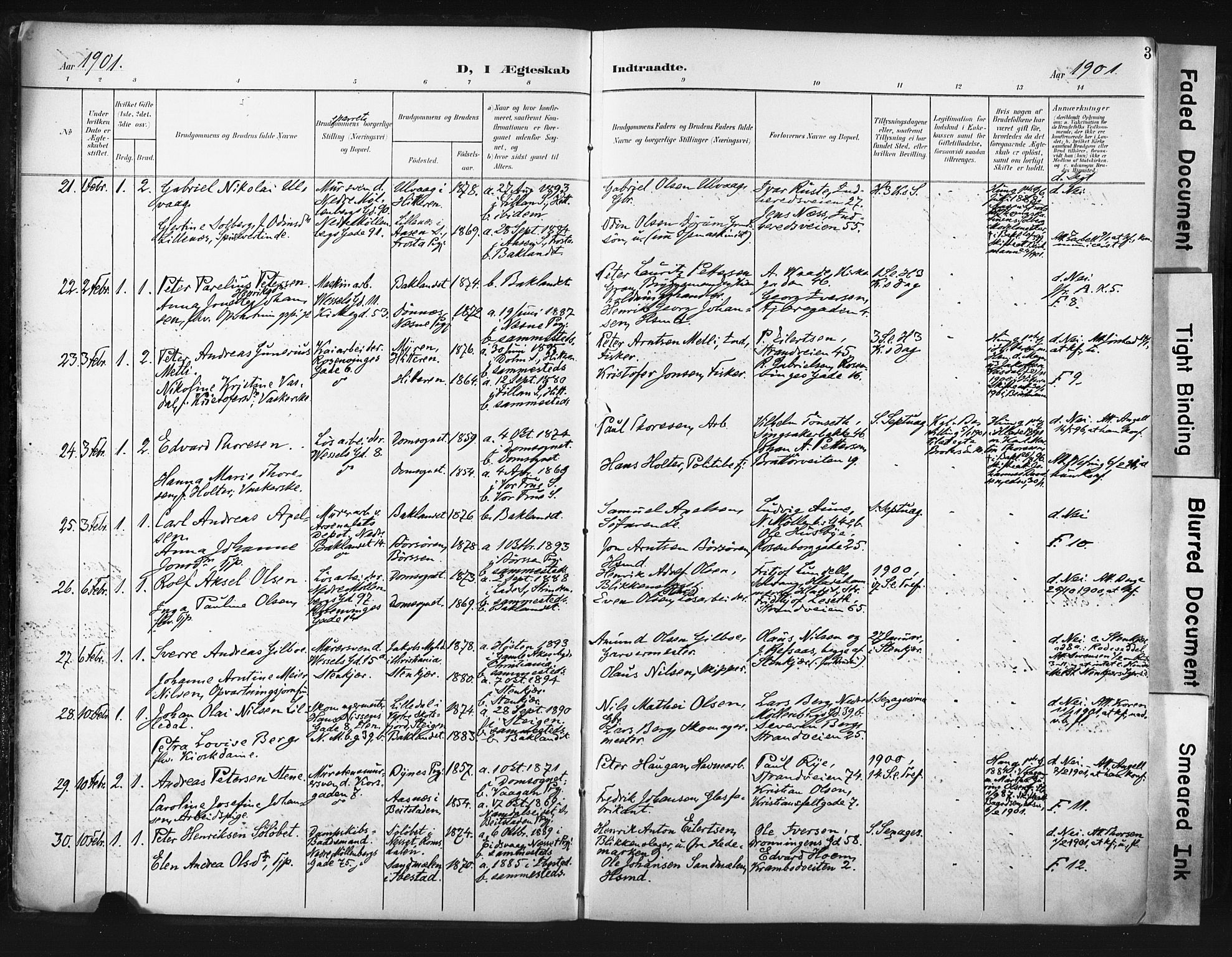 Ministerialprotokoller, klokkerbøker og fødselsregistre - Sør-Trøndelag, SAT/A-1456/604/L0201: Ministerialbok nr. 604A21, 1901-1911, s. 3