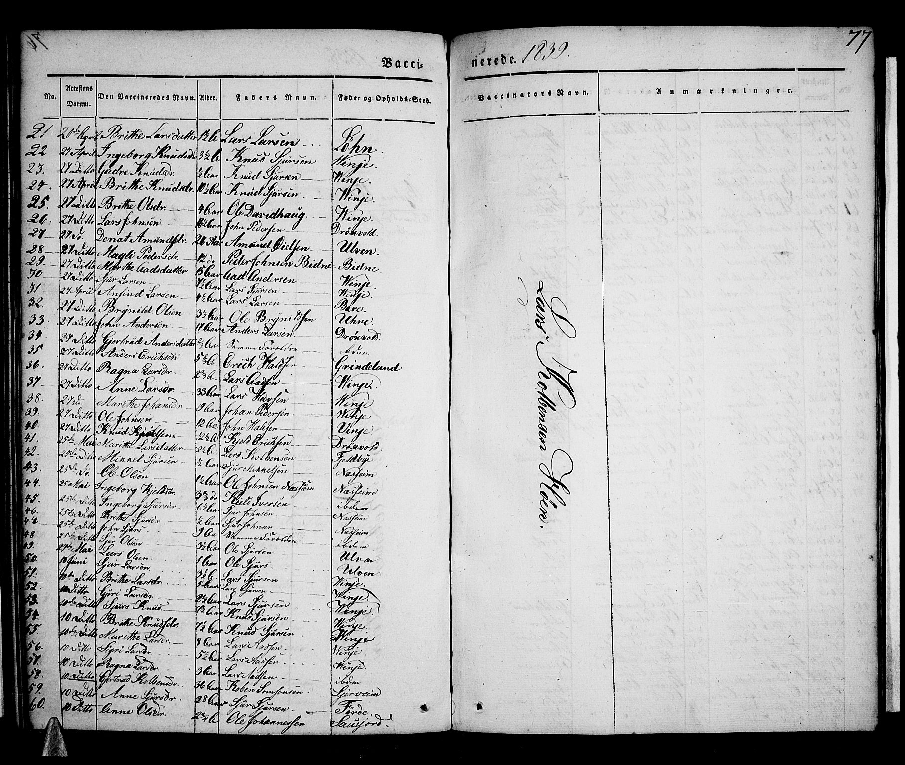 Voss sokneprestembete, AV/SAB-A-79001/H/Haa: Ministerialbok nr. A 14, 1837-1847, s. 77
