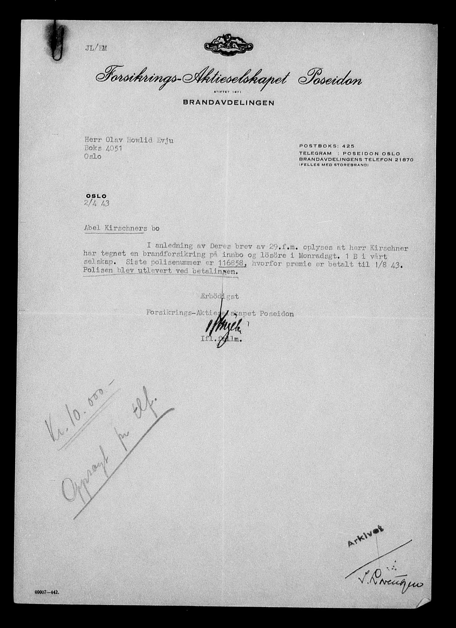 Justisdepartementet, Tilbakeføringskontoret for inndratte formuer, AV/RA-S-1564/H/Hc/Hcc/L0951: --, 1945-1947, s. 382