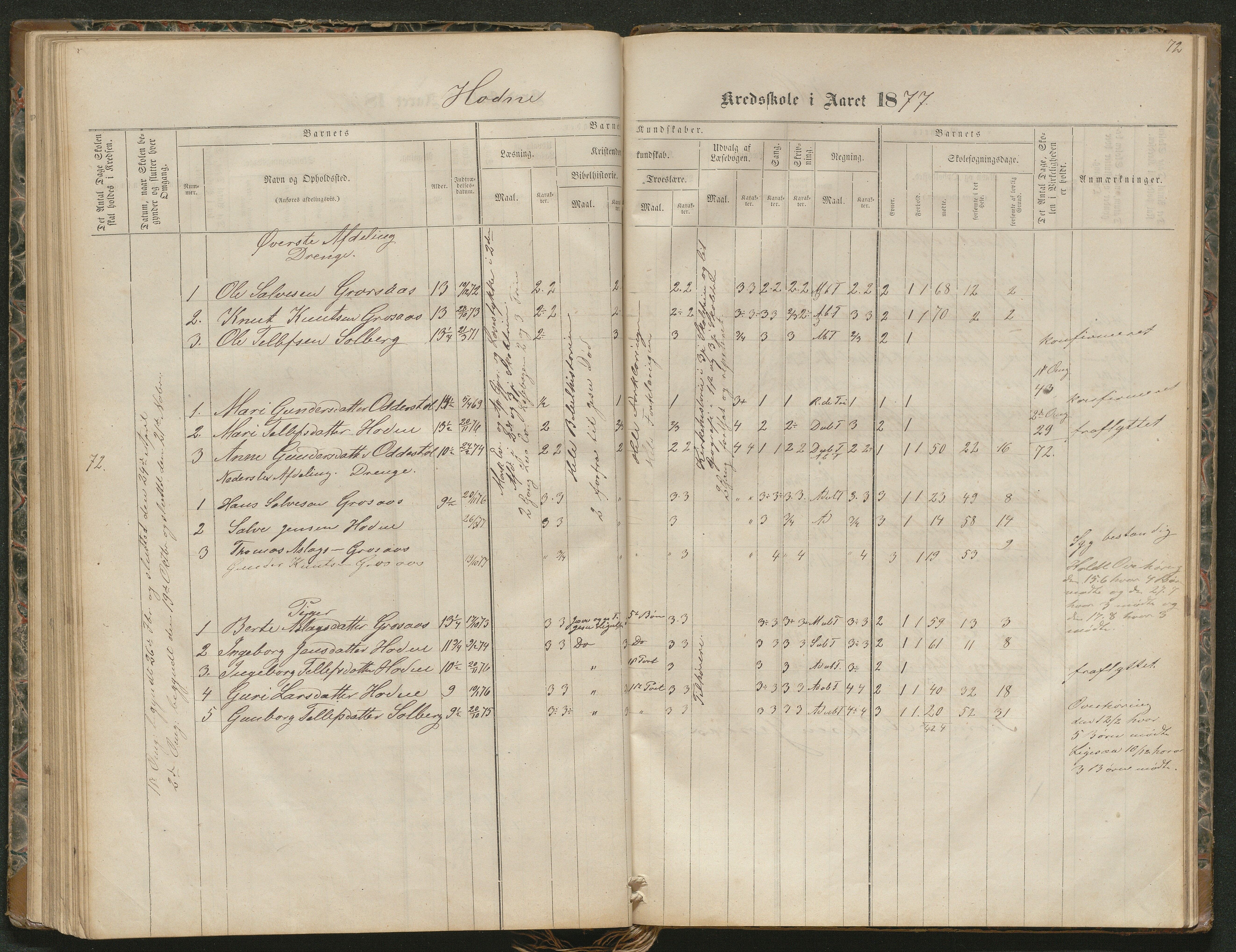 Iveland kommune, De enkelte kretsene/Skolene, AAKS/KA0935-550/A_4/L0002: Dagbok for Hodne og Iveland skolekrets, 1863-1888, s. 72